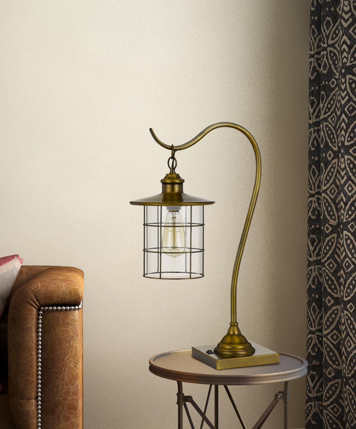 Cal Silverton Vintage Desk Lamp with Glass Shade - Includes Edison Bulb - Perfect for Home Office, Study & Bedroom Reading Light