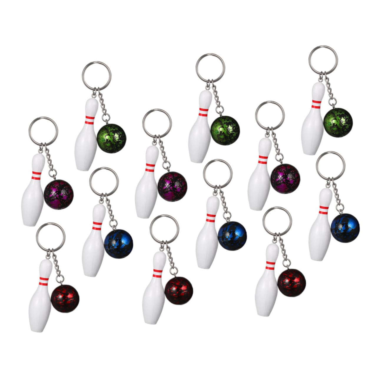SUPVOX 12pcs Cute Bowling Charm Keychain Set - Sports Themed Accessories for Bags, Gifts & Party Favors