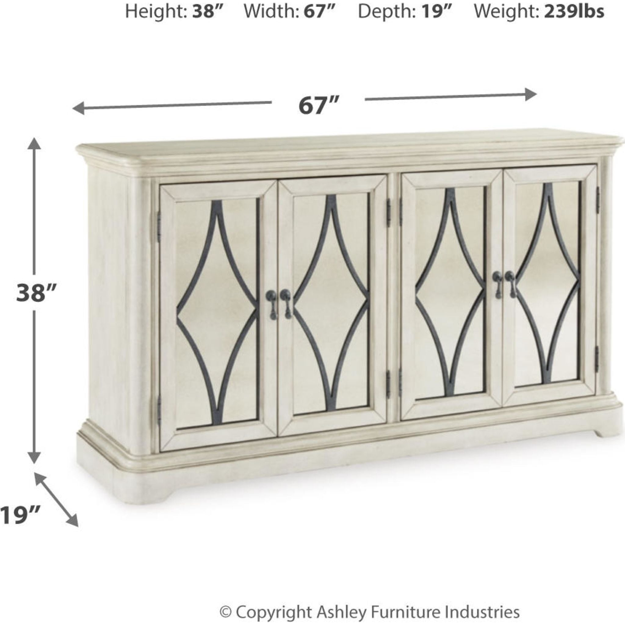 Arlendyne Dining Server Buffet Sideboard - Antique White Finish (D980-60) for Dining Room, Kitchen, or Entryway Storage
