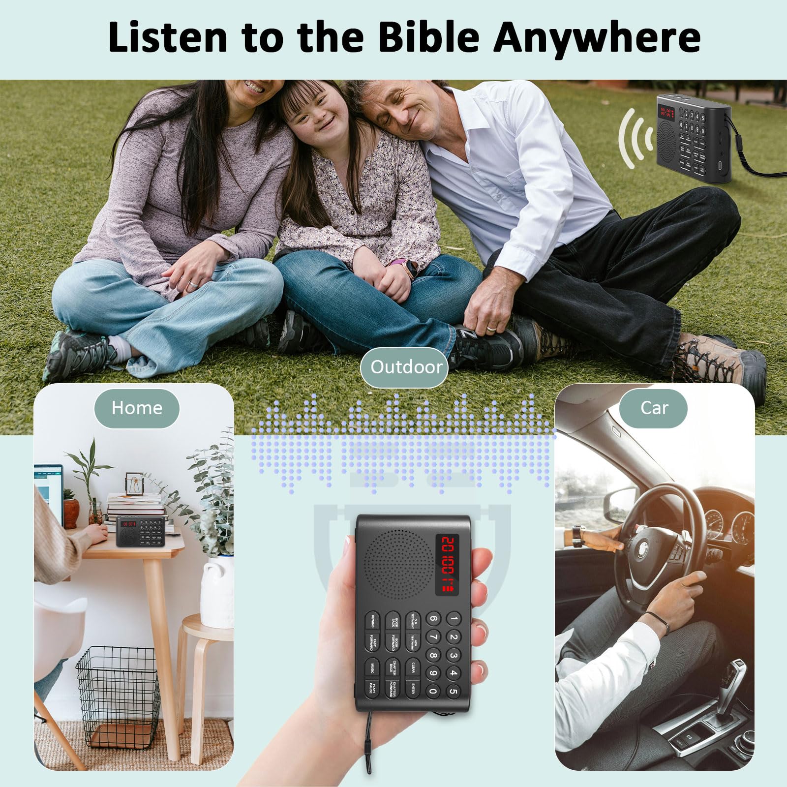 KJV Audio Bible Player for Seniors, Blind & Kids - Portable Electronic Audio Bible King James Version with Old & New Testament - Durable Lightweight Device for Home, Travel & Church Use