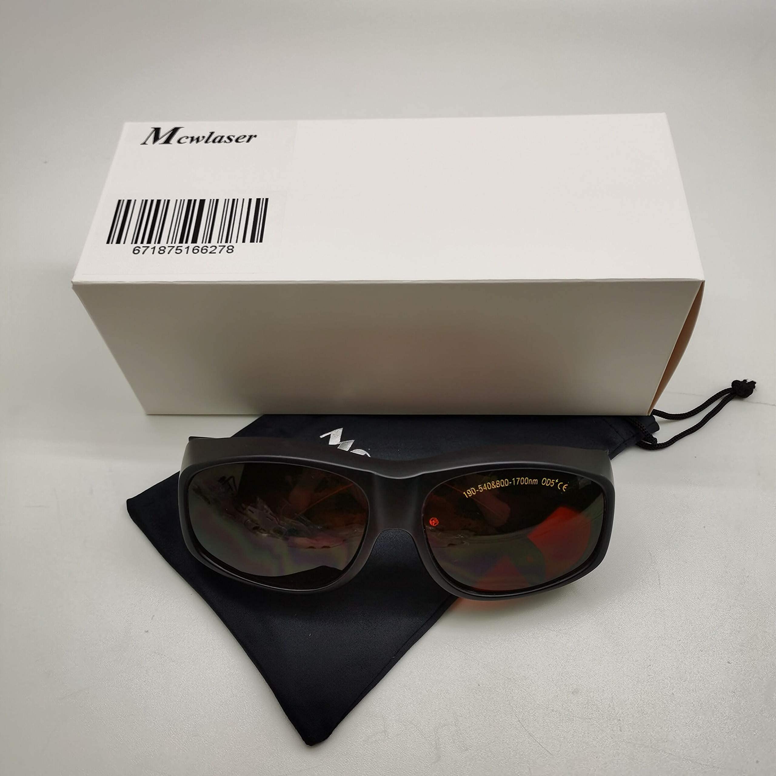 MCWlaser Laser Safety Glasses - Protective Goggles for 355nm, 532nm, 808nm, 980nm, 1064nm Wavelengths (190-540nm & 800-1700nm Range) - OD6+ High Absorption Laser Eyewear for Lab, Medical, Industrial & DIY Laser Applications