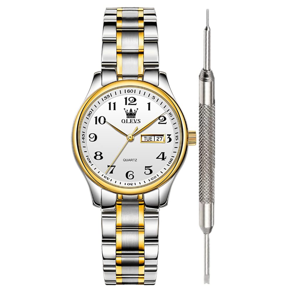 OLEVS Classic Women's Analog Quartz Watch - Stainless Steel Waterproof Roman Numeral Date Wristwatch for Business & Casual Wear | Perfect for Office, Dating & Everyday Use