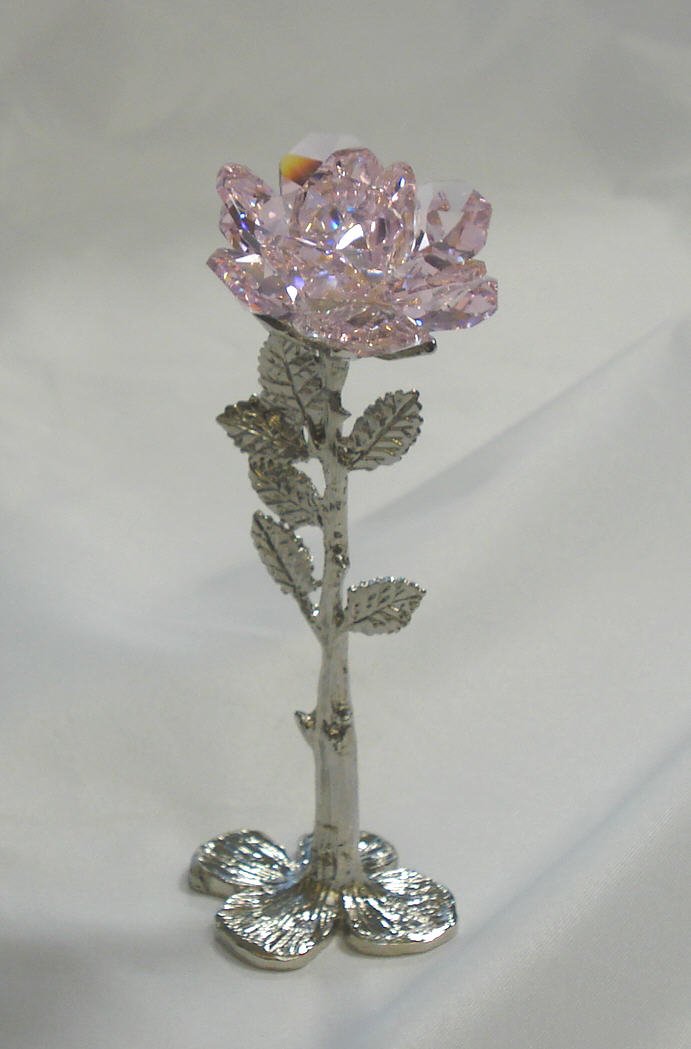 Pink Crystal Rose - Handmade Crystal Flower for Home Decor, Wedding Centerpieces, and Gift Giving