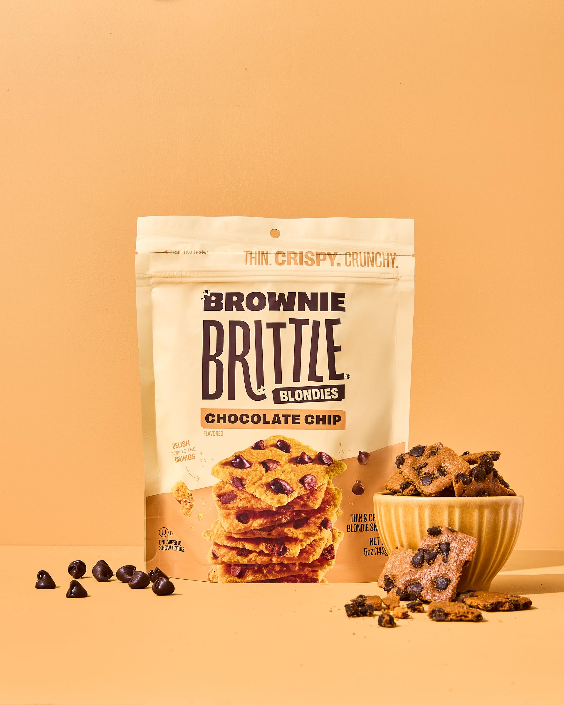 Chocolate Chip Blondie Brownie Brittle - Thin & Crispy Gourmet Dessert Snacks (6 Pack, 5 oz) | Perfect for Parties, Gifts & Sweet Cravings