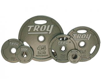 TROY Machined Olympic Grip Plate - Premium Gray Weight Plate for Strength Training - Perfect for Home Gym, CrossFit & Powerlifting Workouts