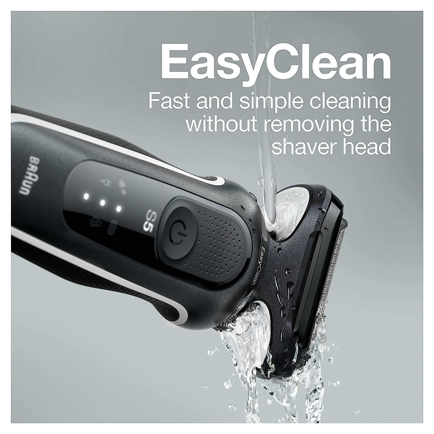 Braun Series 5 5050cs Electric Razor for Men - Waterproof Foil Shaver with Beard Trimmer & Body Groomer - Wet & Dry Rechargeable Shaver with Charging Stand (Blue) - Perfect for Travel, Gym & Daily Grooming Routine
