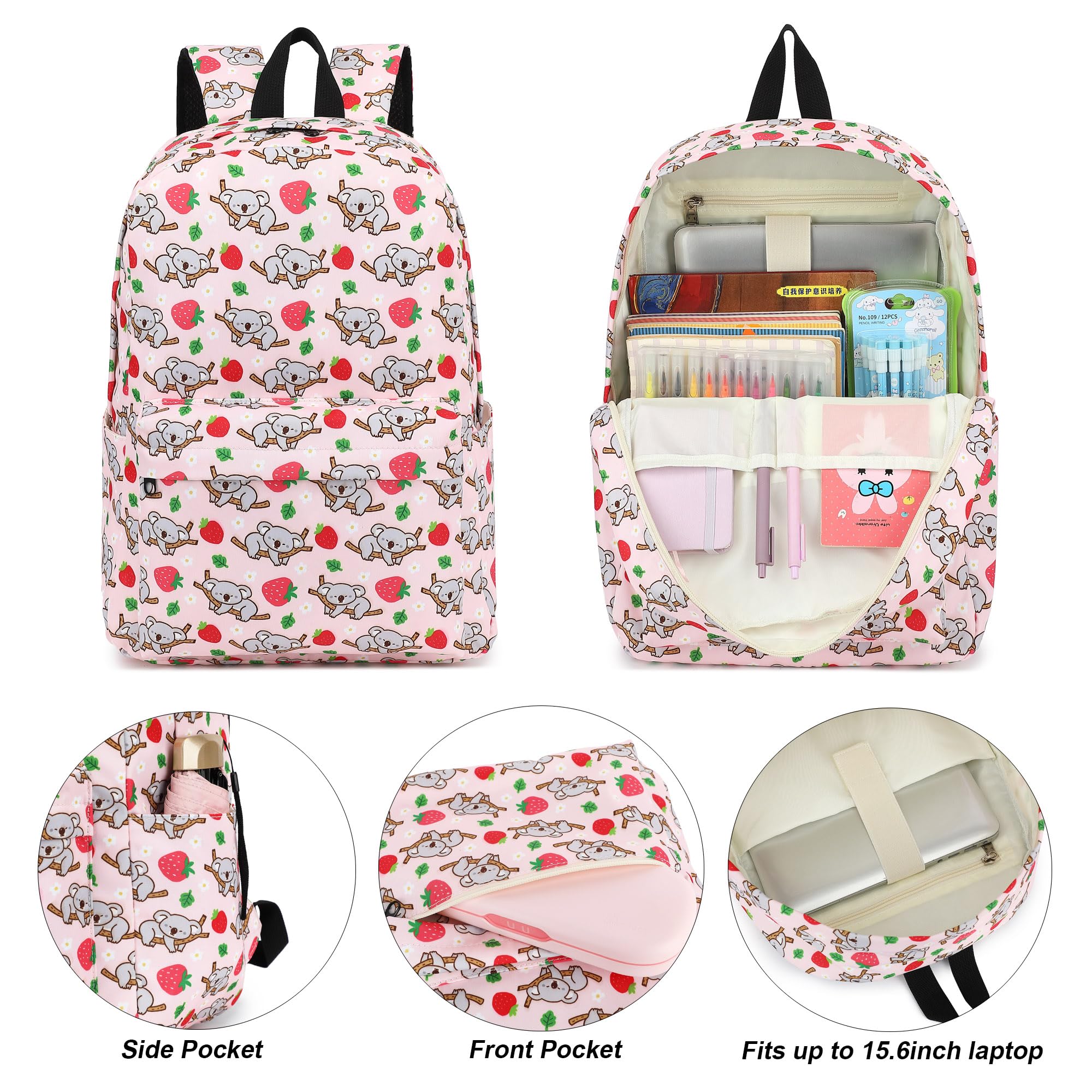 Girls School Backpack Set for Teens - Waterproof Bookbag with Lunch Box & Pencil Case - Perfect for School, Travel & Daily Use