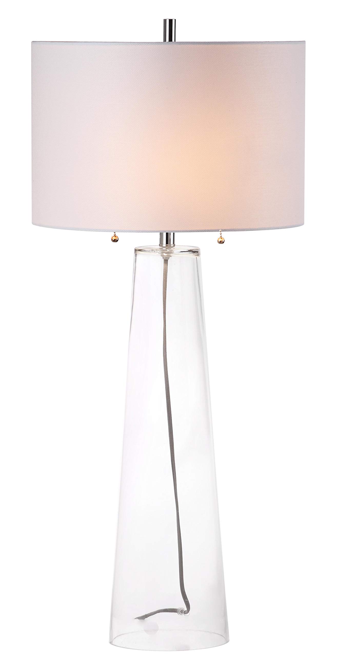 SAFAVIEH Myrtle Modern Clear Glass Pull Chain Table Lamp - 38 Inch Set of 2 with LED Bulbs for Bedroom, Living Room, Home Office & Nightstand Lighting | Contemporary Home Decor Accent Light