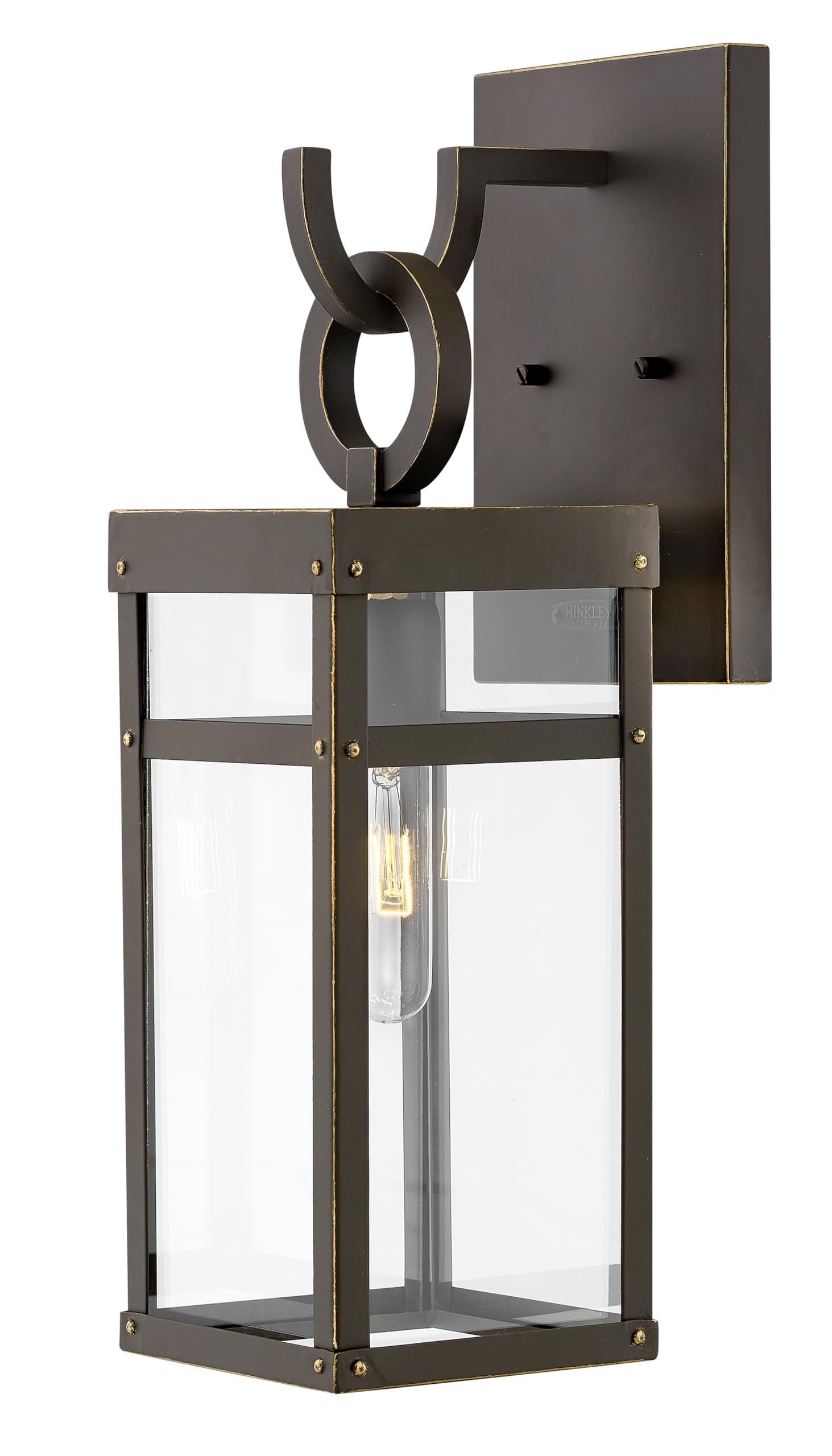 Hinkley Porter 2800OZ-LL Medium Outdoor Wall Mount Lantern with LED Bulb - Modern Farmhouse & Arts & Crafts Style - Oil Rubbed Bronze Finish - Perfect for Porch, Patio, Garden, and Entryway Lighting - Lisa McDennon Collection