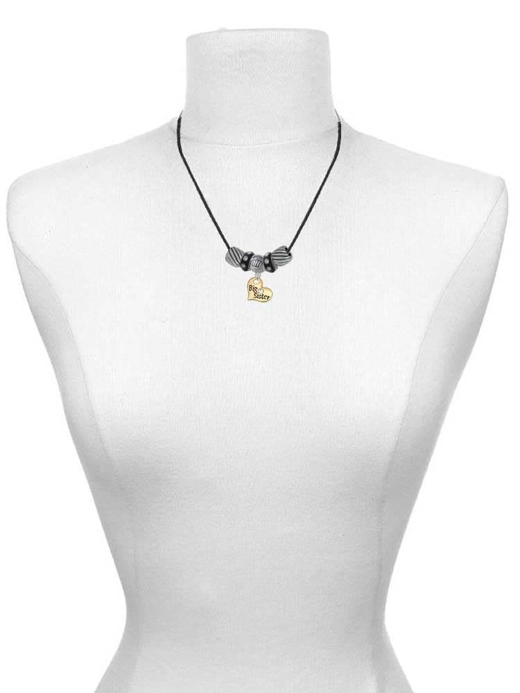 Delight Jewelry Gold-Tone Large Big Sister Heart Pendant with Clear Crystals - 18