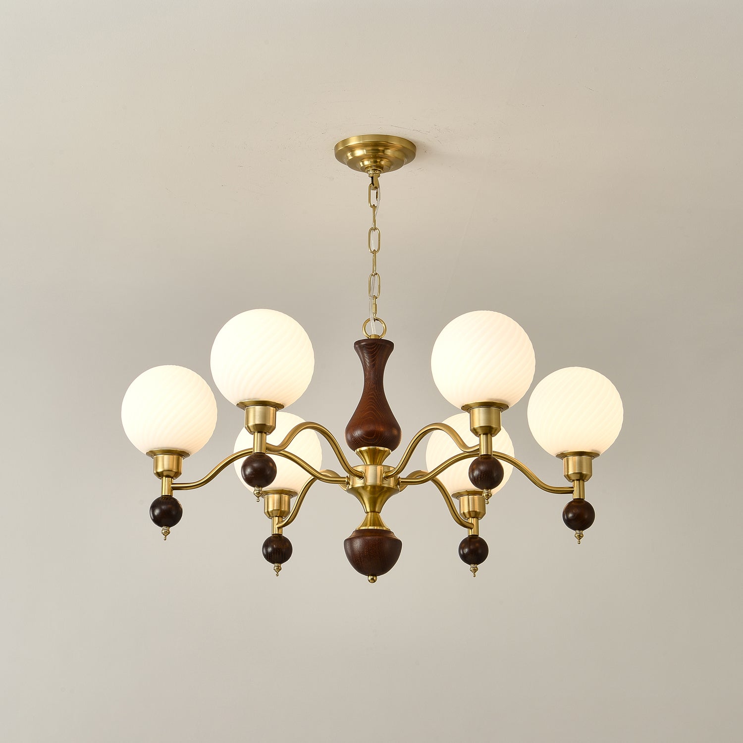 Handcrafted Globe Orb Wood Chandelier - Modern Rustic Ceiling Light Fixture for Dining Room, Bedroom & Living Room Decor