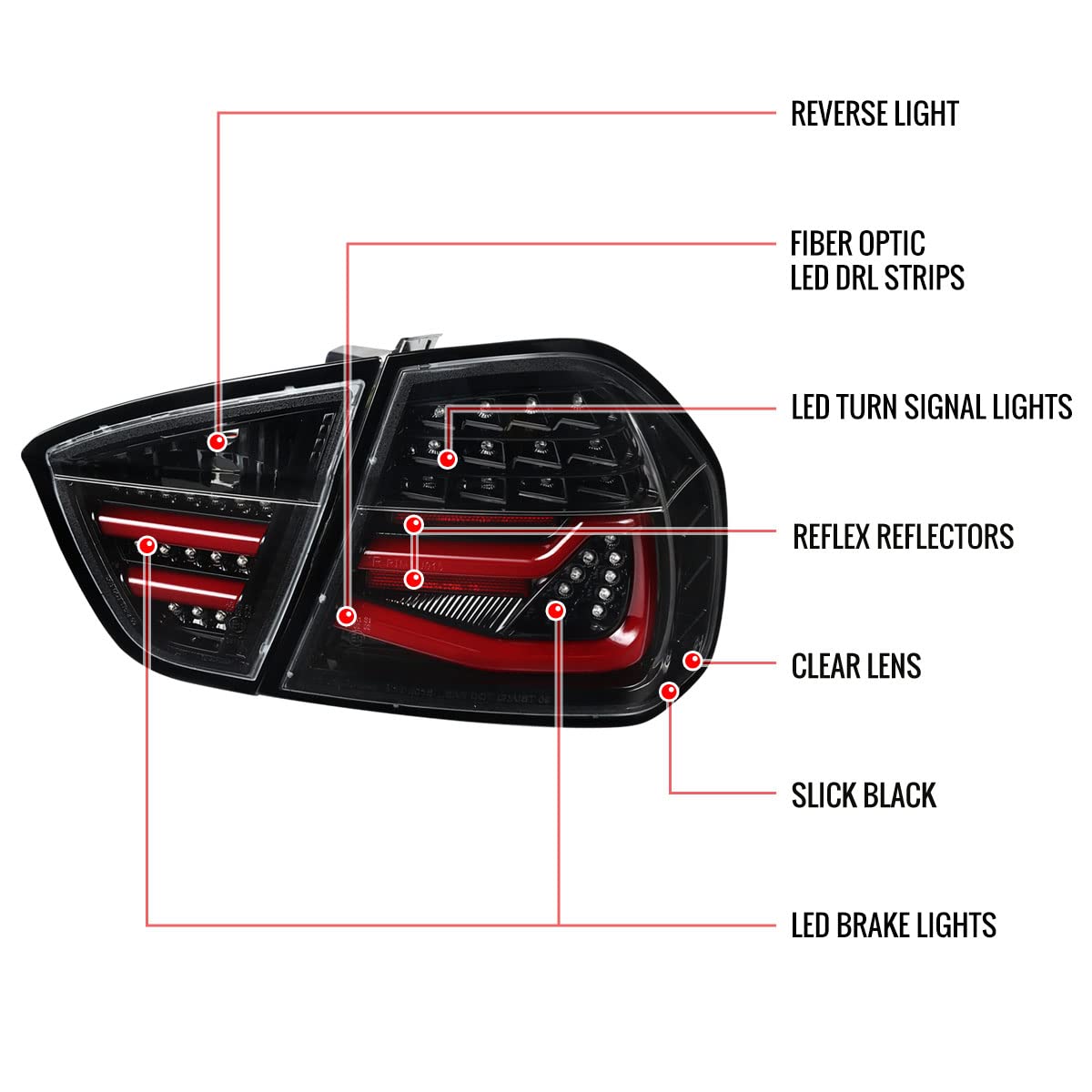 BMW E90 3 Series Sedan LED Tail Lights (2005-2008) - Pearl Black Brake Lamps for Enhanced Visibility & Style | Perfect for Night Driving & Car Customization