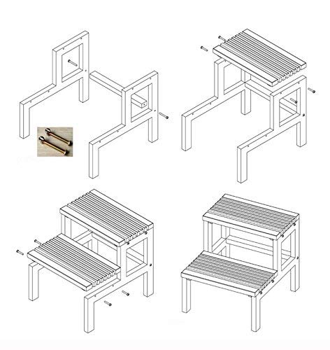 2-Step Solid Wood Ladder Stool - Multi-Purpose Shoe Bench, Flower Stand, Bathtub Barrel Footrest & High Pedal Stool for Home, Bathroom, and Garden Use