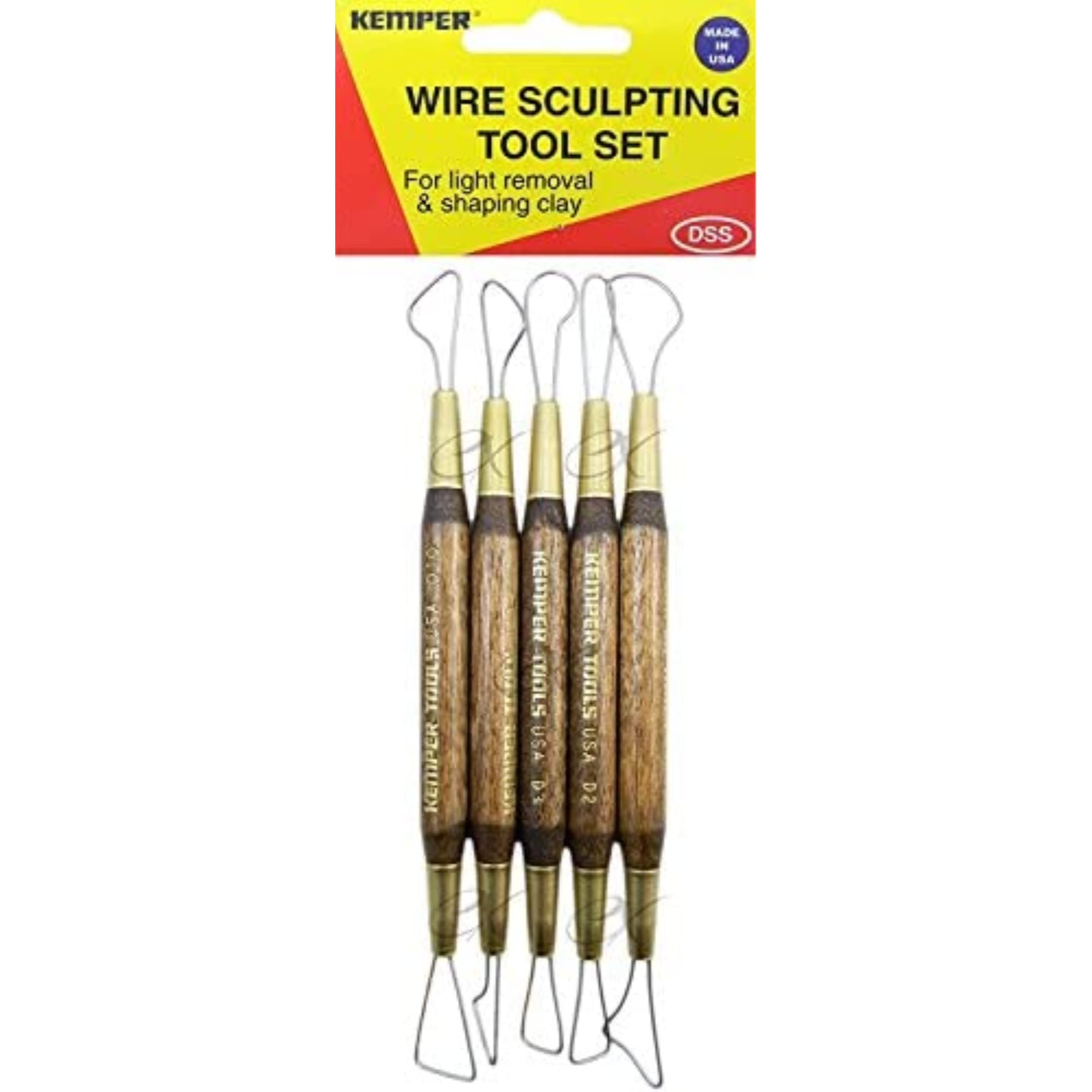 Kemper 5-Piece Wire Sculpting Tool Set (6.5 Inch) for Clay, Dough & Pottery - Perfect for Light Removal, Shaping & Detailing - Ideal for Artists, Ceramicists & DIY Craft Projects
