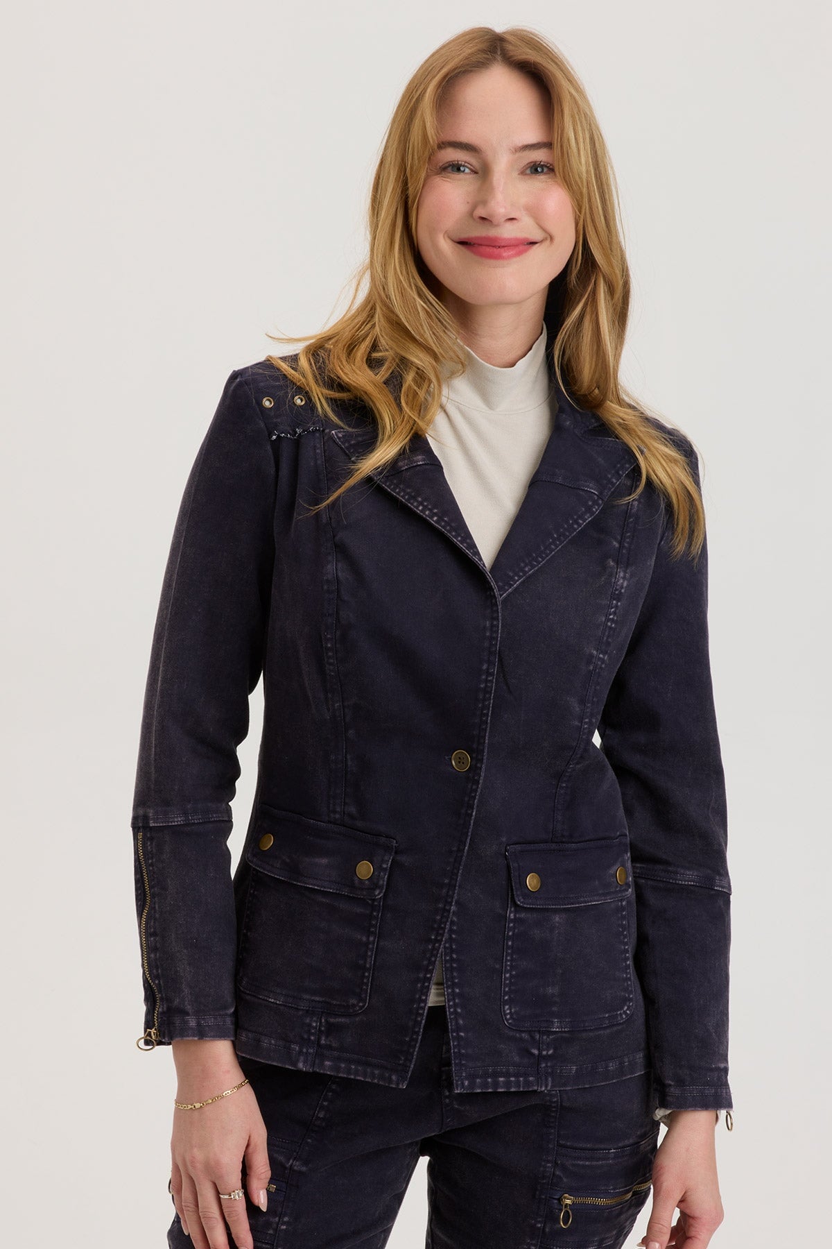 Terrwyn Distressed Wash Mariner Blazer - Stylish Vintage Look for Casual Outfits & Office Wear