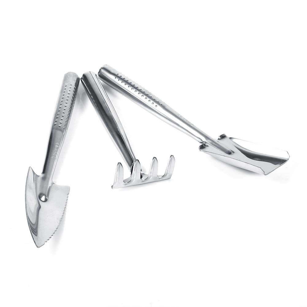 3-in-1 Stainless Steel Gardening Tool Set - Mini Shovel, Spade & Rake with Ergonomic Handle for Kids & Adults - Perfect for Small Gardens, Plant Care & Outdoor Play