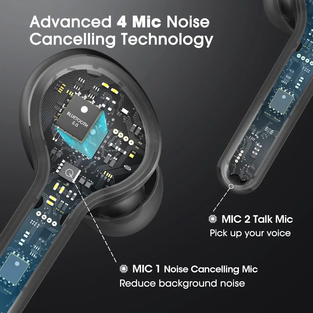 Wireless Bluetooth Earbuds with 4-Mic Noise Cancelling & Punchy Bass - In-Ear Headphones for Calls, Music & Workouts | Perfect for Commuting, Gym & Travel