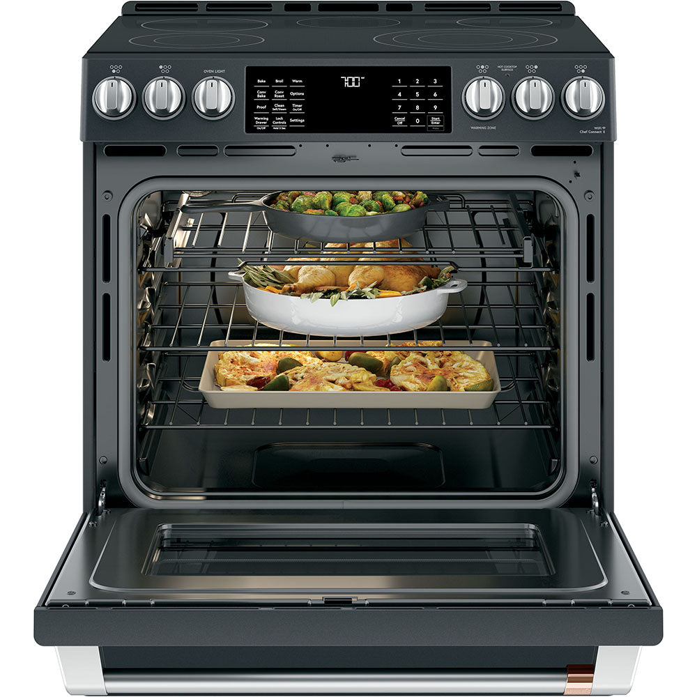 Matte Black 30-Inch Electric Range with Built-in WiFi, No Preheat Air Fryer & 5.7 Cu. Ft Capacity - CCES700P3MD1 | Perfect for Modern Kitchens & Smart Home Cooking