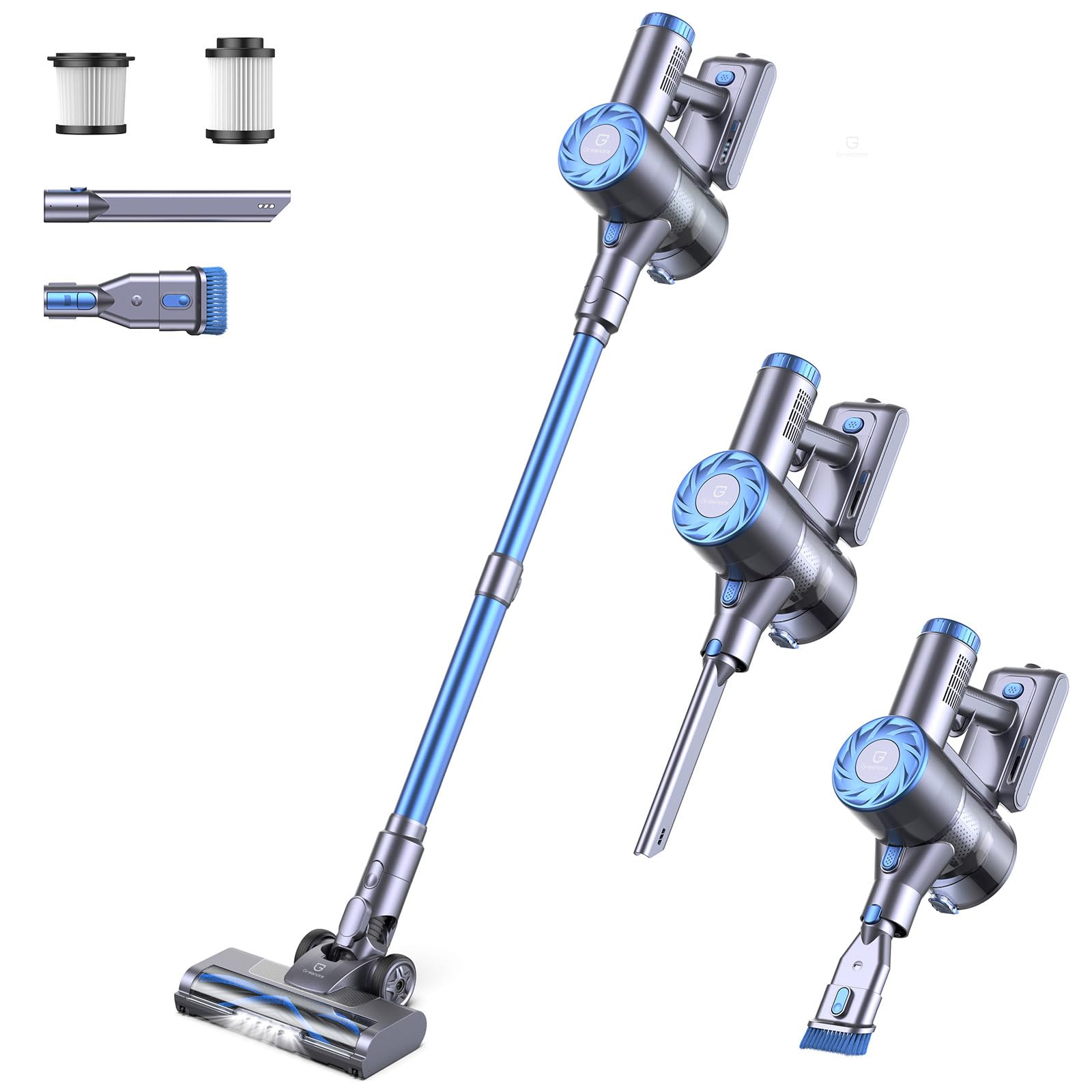 Greenote 180W Cordless Stick Vacuum Cleaner - 21KPa Powerful Suction, Lightweight & Portable, 6-in-1 Handheld Vacuum with Brushless Motor for Pet Hair, Home, Car Cleaning - Perfect for Hard Floors, Carpets & Car Interiors