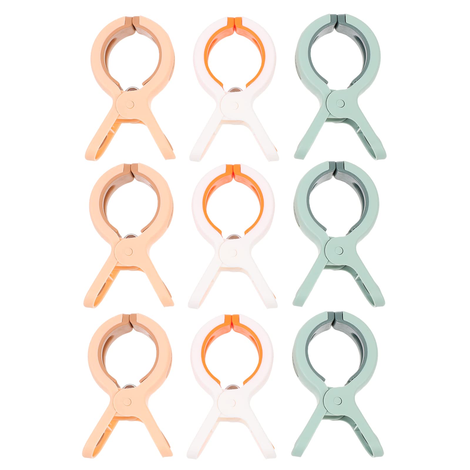 LUOZZY 9-Piece Plastic Beach Towel Clips - Multi-Functional Clothes Pins, Sheet Clips & Hangers for Pool, Laundry, Camping & Outdoor Use