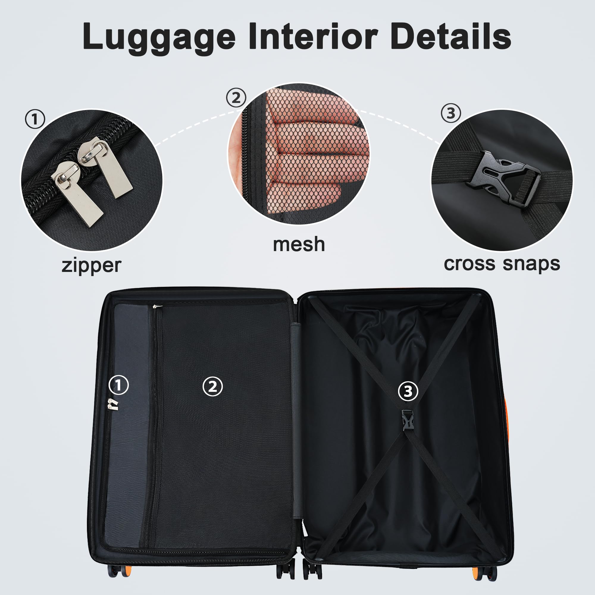 Merax 3-Piece Lightweight Hardside Expandable Spinner Luggage Set with TSA Lock - Black | Perfect for International Travel, Business Trips & Family Vacations