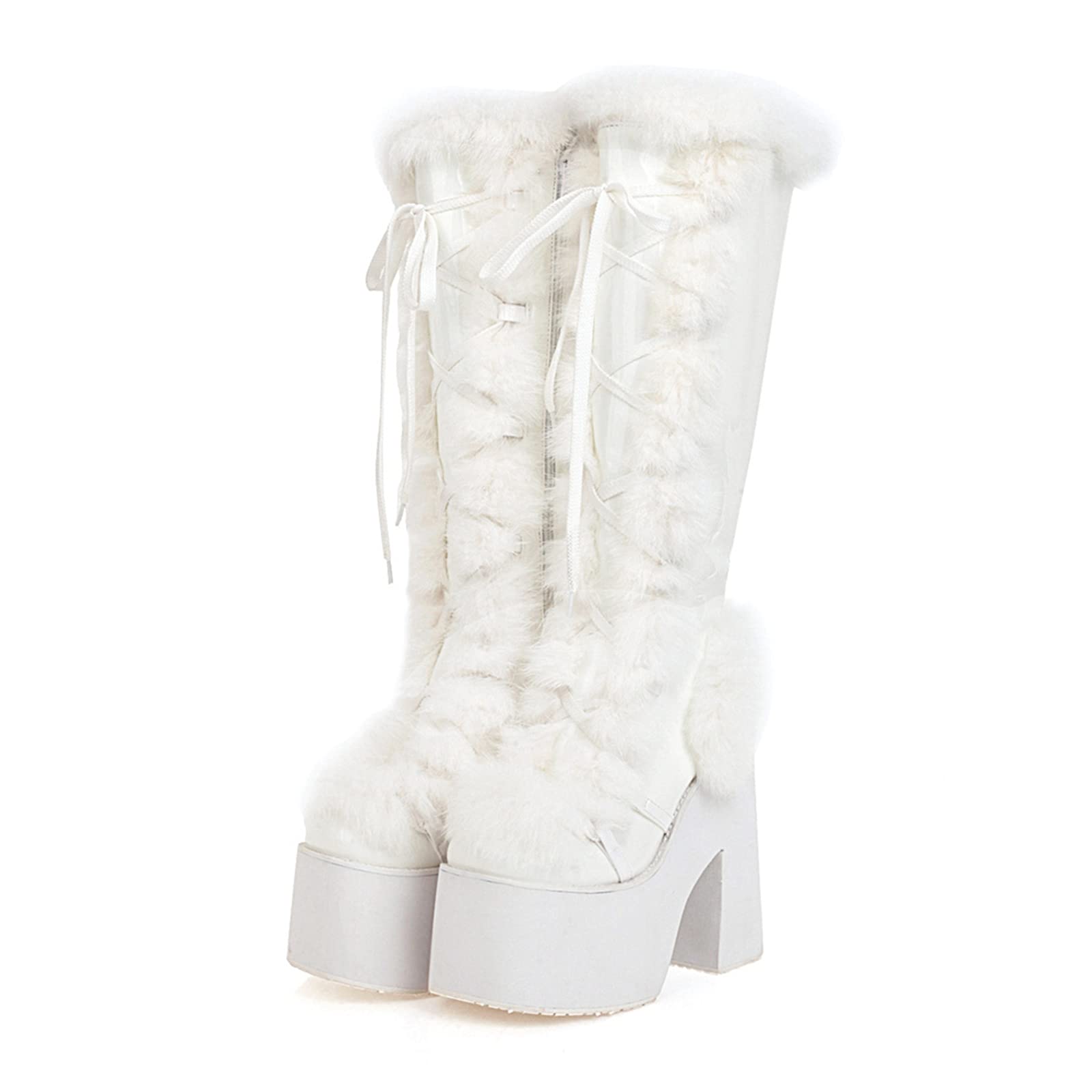 Women's Fashion Knee High Winter Boots with Zipper - Chunky Block Heel Snow Boots for Cold Weather | Perfect for Snowy Days, Outdoor Activities & Winter Fashion