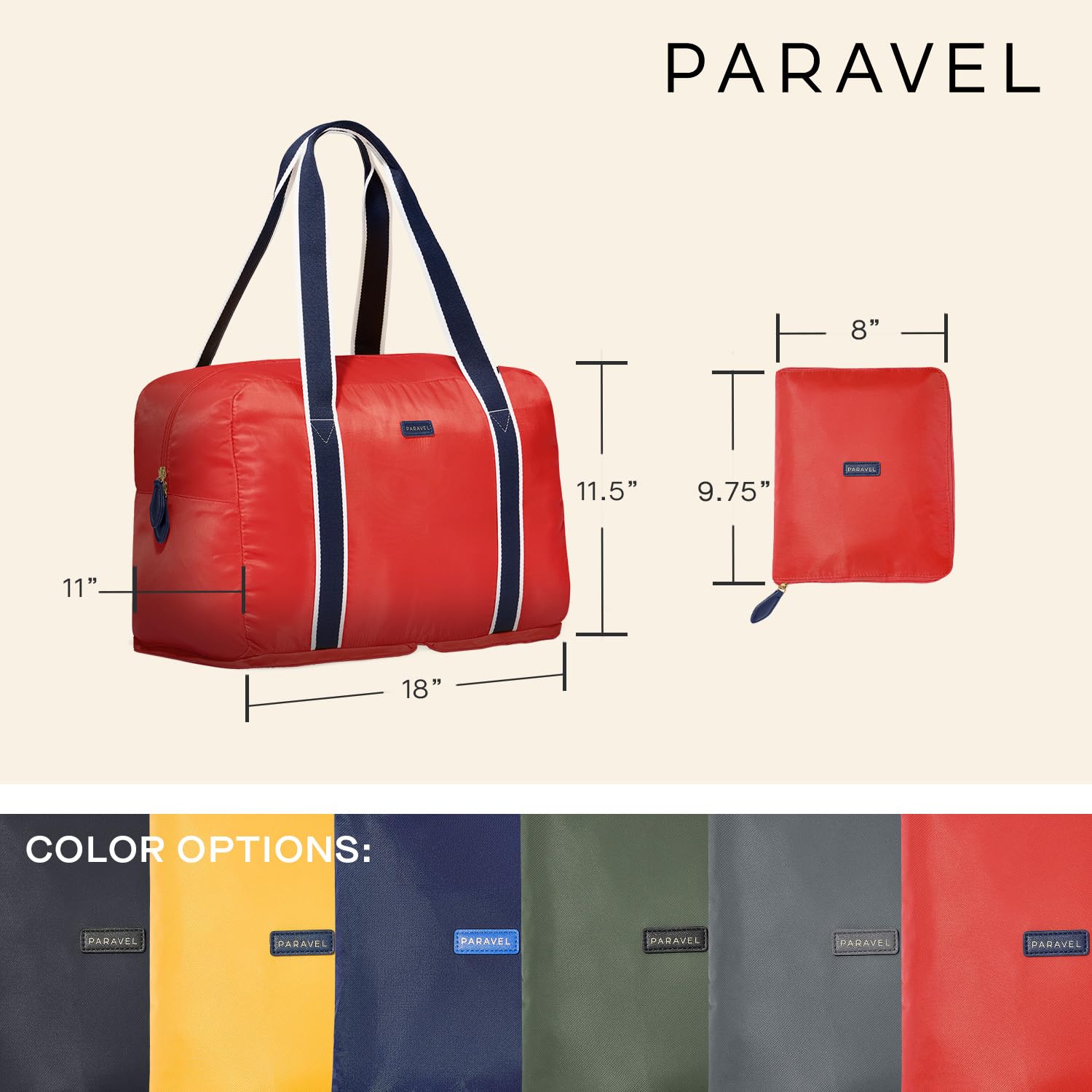 Foldable Duffle Bag for Travel - Lightweight Water-Resistant Carry On Luggage with Multiple Pockets | Eco-Friendly Durable Nylon Gym Bag for Gym, Workout, Weekend Getaways & Business Trips
