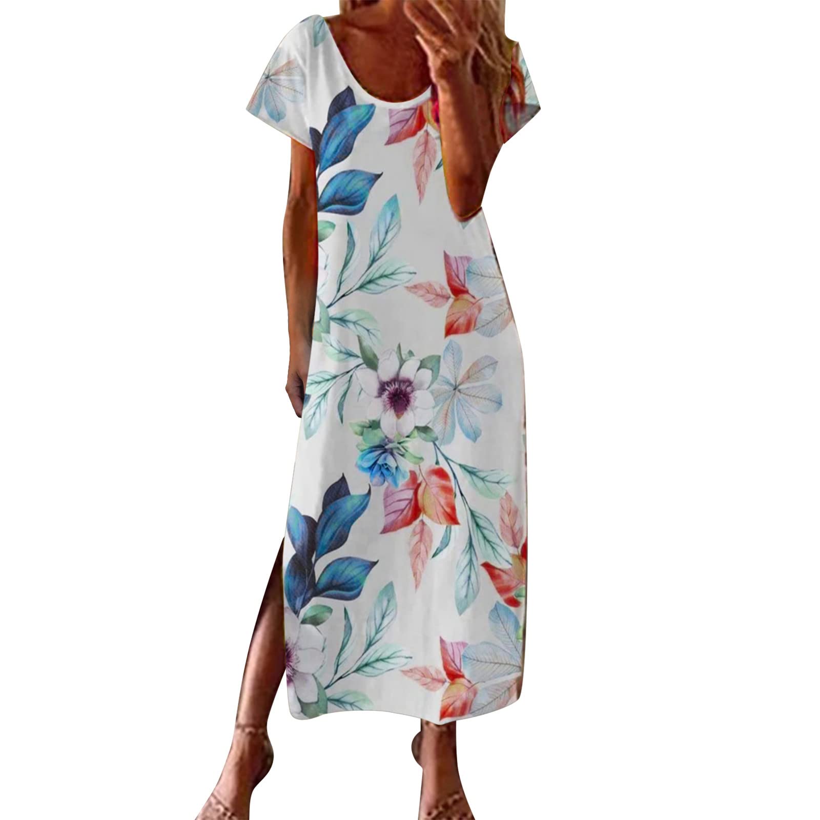 Twoker Women's Boho Print Sundress - Casual Short & Long Flowy Beach Dress for Summer, Spring - Perfect for Vacations, Pool Parties, and Outdoor Adventures