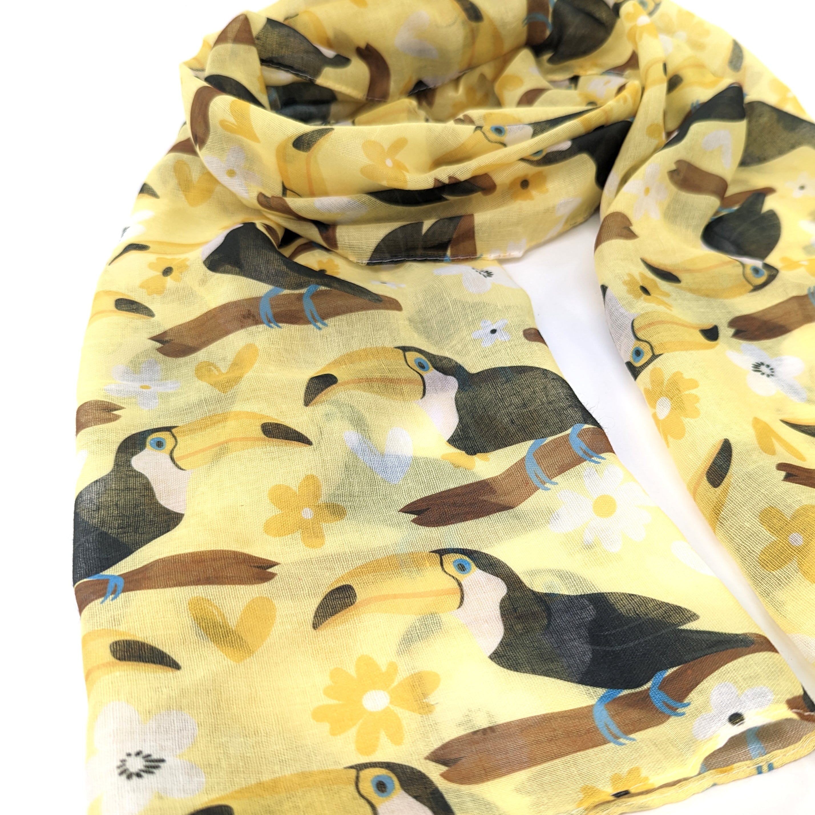Stylish Tina the Toucan Print Women's Fashion Scarf - Lightweight & Soft for Everyday Wear, Office, and Special Occasions