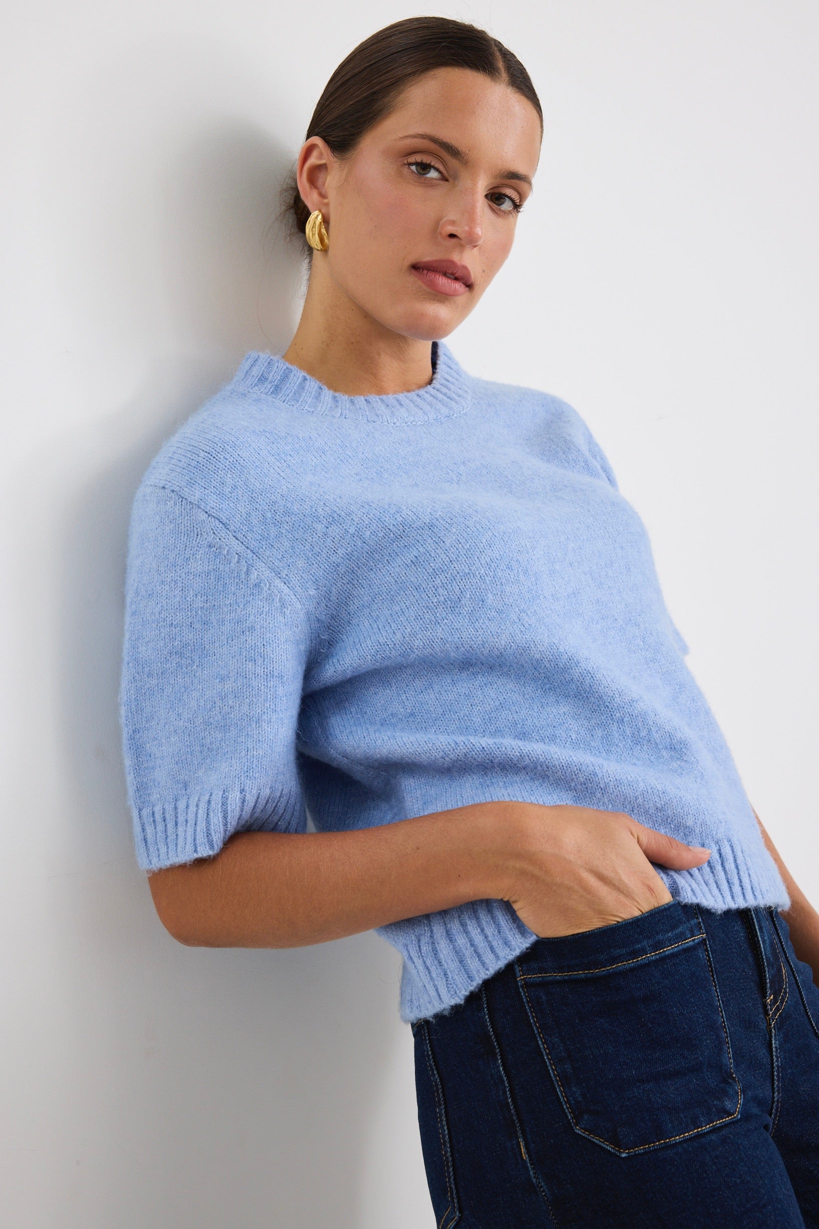 Goddess Ice Blue Soft Knit Tee - Women's Comfortable Casual T-Shirt for Everyday Wear, Date Night & Weekend Outfits