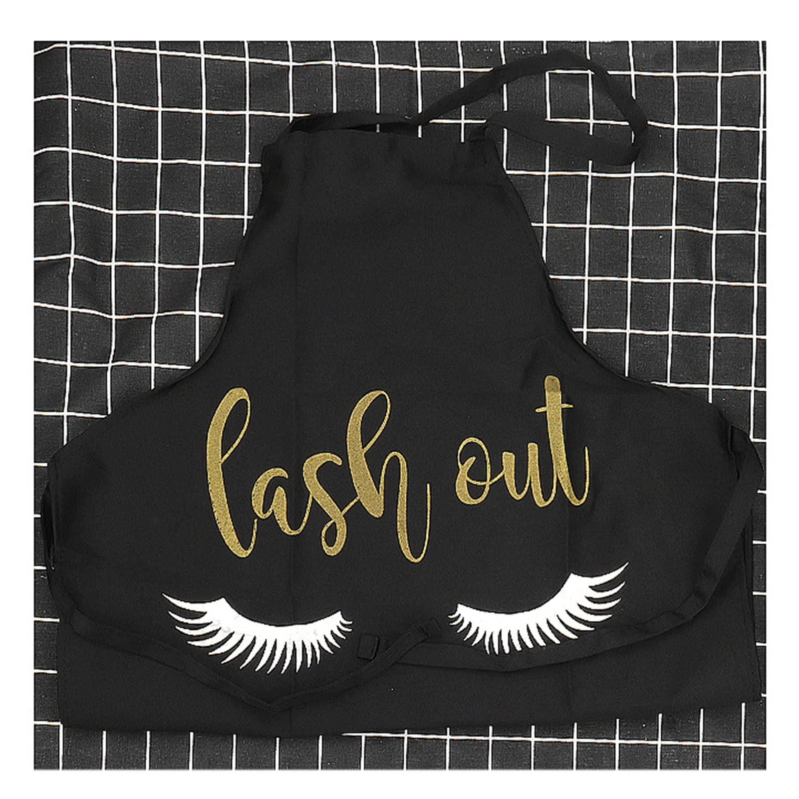 Premium Lash Salon Apron - Flexible & Comfortable Eyelash Extension Apron with Stylish Eyelash Pattern for Home & Professional Use (Black) - Perfect for Lash Technicians, Beauty Salons & DIY Eyelash Extensions at Home