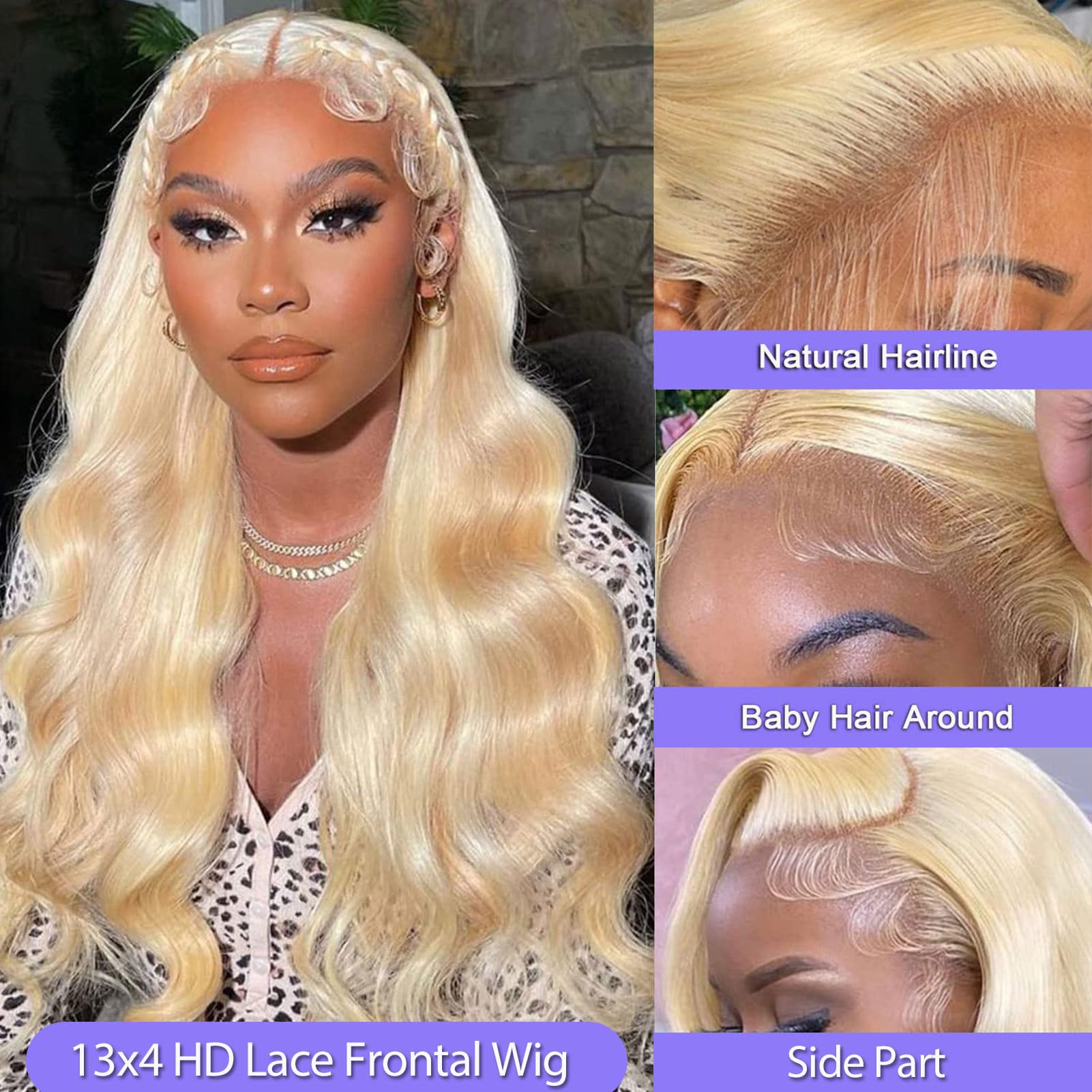 13x6 Lace Front Wig Human Hair 200% Density Blonde - 28 Inch Pre Plucked 12A Blonde Body Wave Human Hair Wig for Women | Daily Wear, Cosplay, Parties & Special Occasions