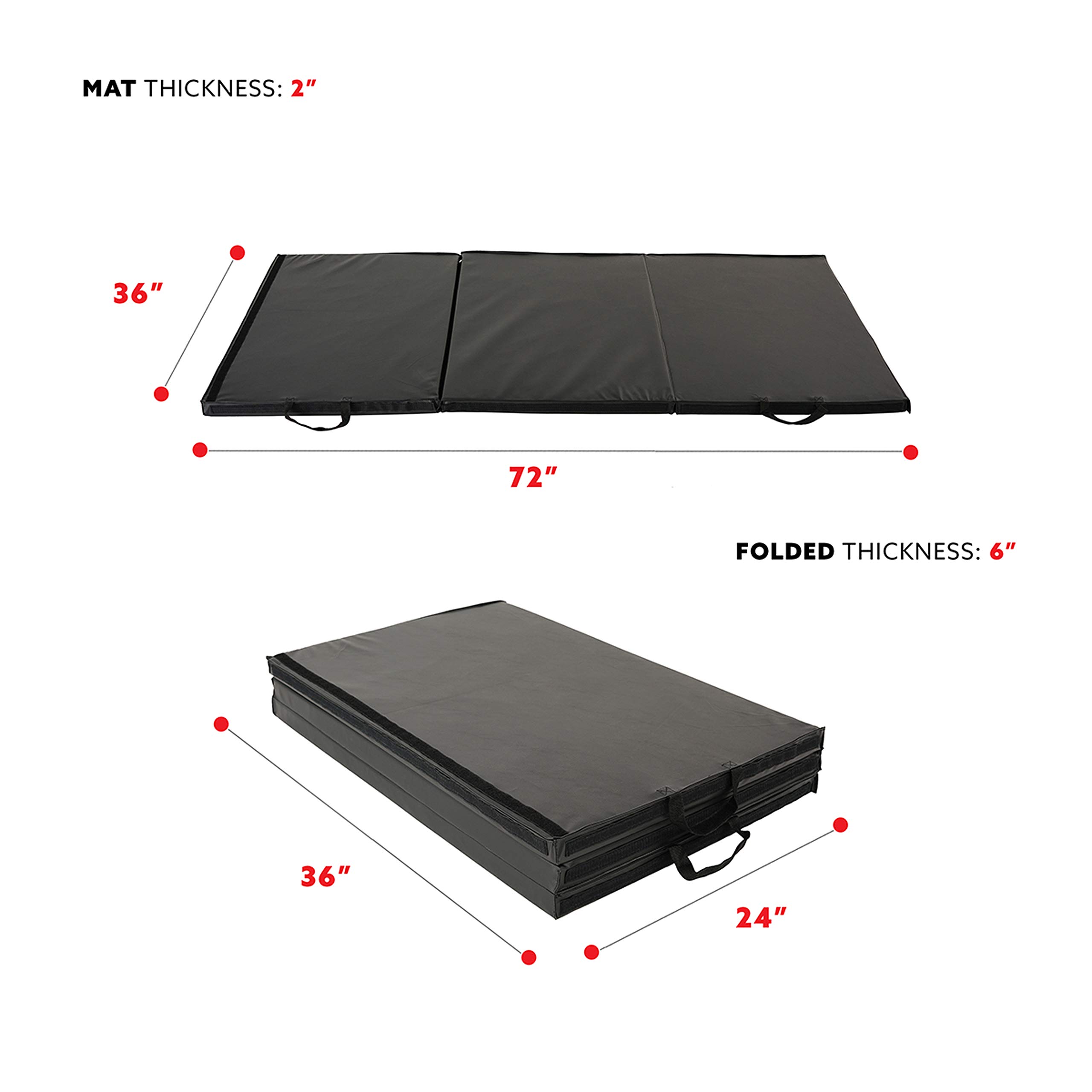 Sunny Health & Fitness Tri-Folding & Puzzle Exercise Mats - Extra Thick, Durable, Non-Slip, Water-Resistant Cushioning for Home Gym, Yoga, MMA, Gymnastics, Cardio & Core Workouts | Perfect for Home Workouts, Studio Training & Fitness Recovery