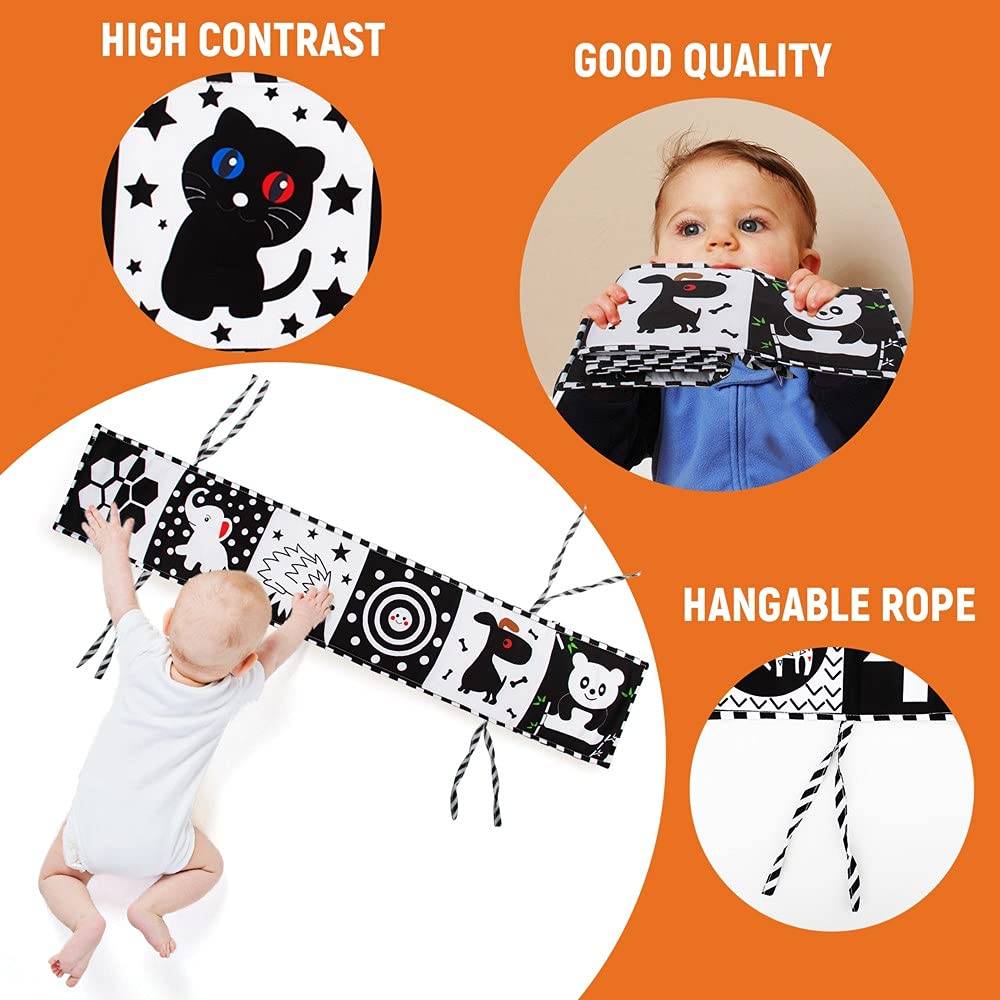 Teytoy Black and White High Contrast Baby Toys 0-6 Months - Soft Sensory Book for Newborn Early Education & Tummy Time - Essential Infant Developmental Toys for Visual Stimulation and Learning (Perfect for Nursery, Playtime, and Baby Shower Gifts)