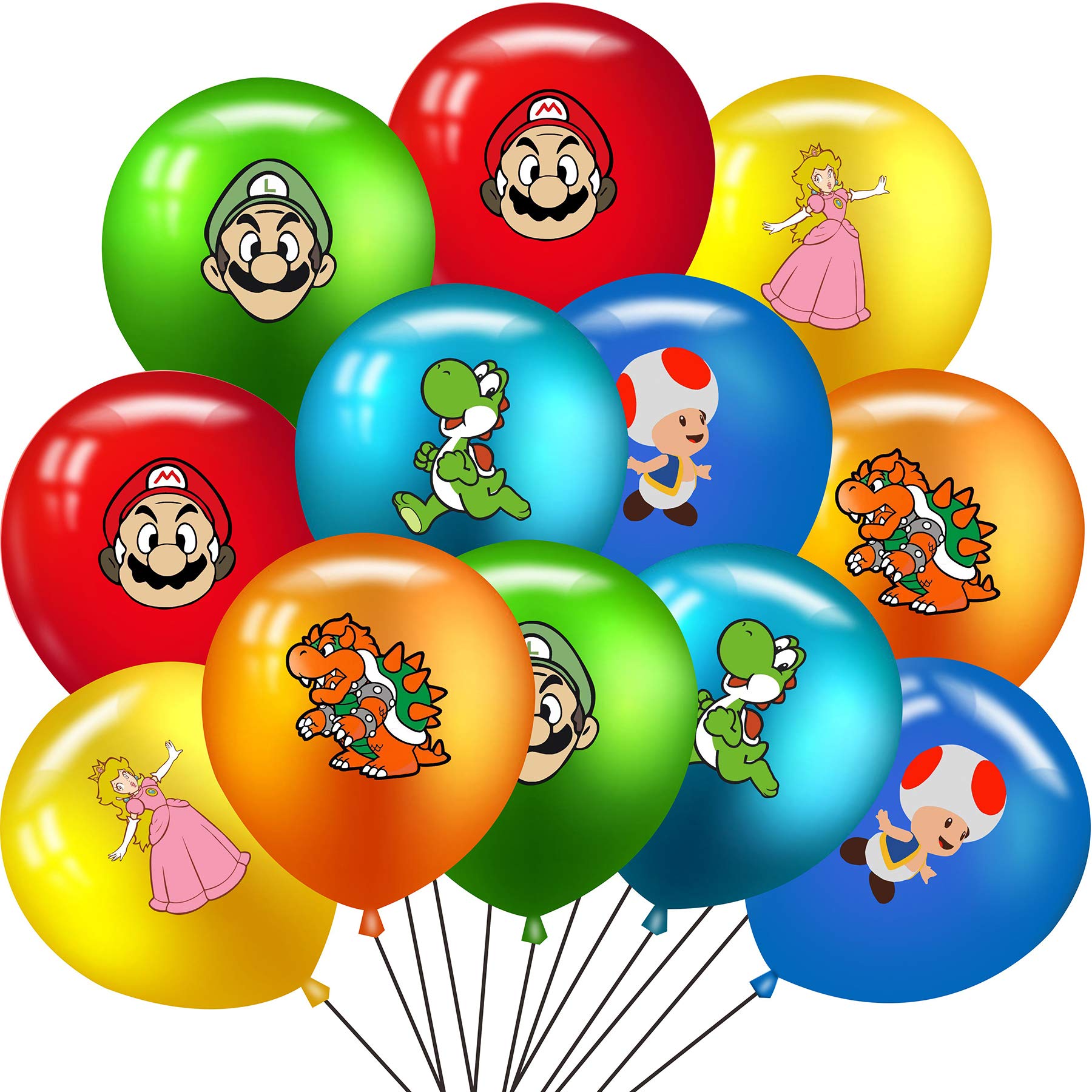 48Pcs Super Mario Bros Latex Balloons - 12 Inch Party Decorations for Birthday, Themed Events & Game Nights - Perfect for Mario Birthday Parties, Video Game Celebrations & Kids Decor