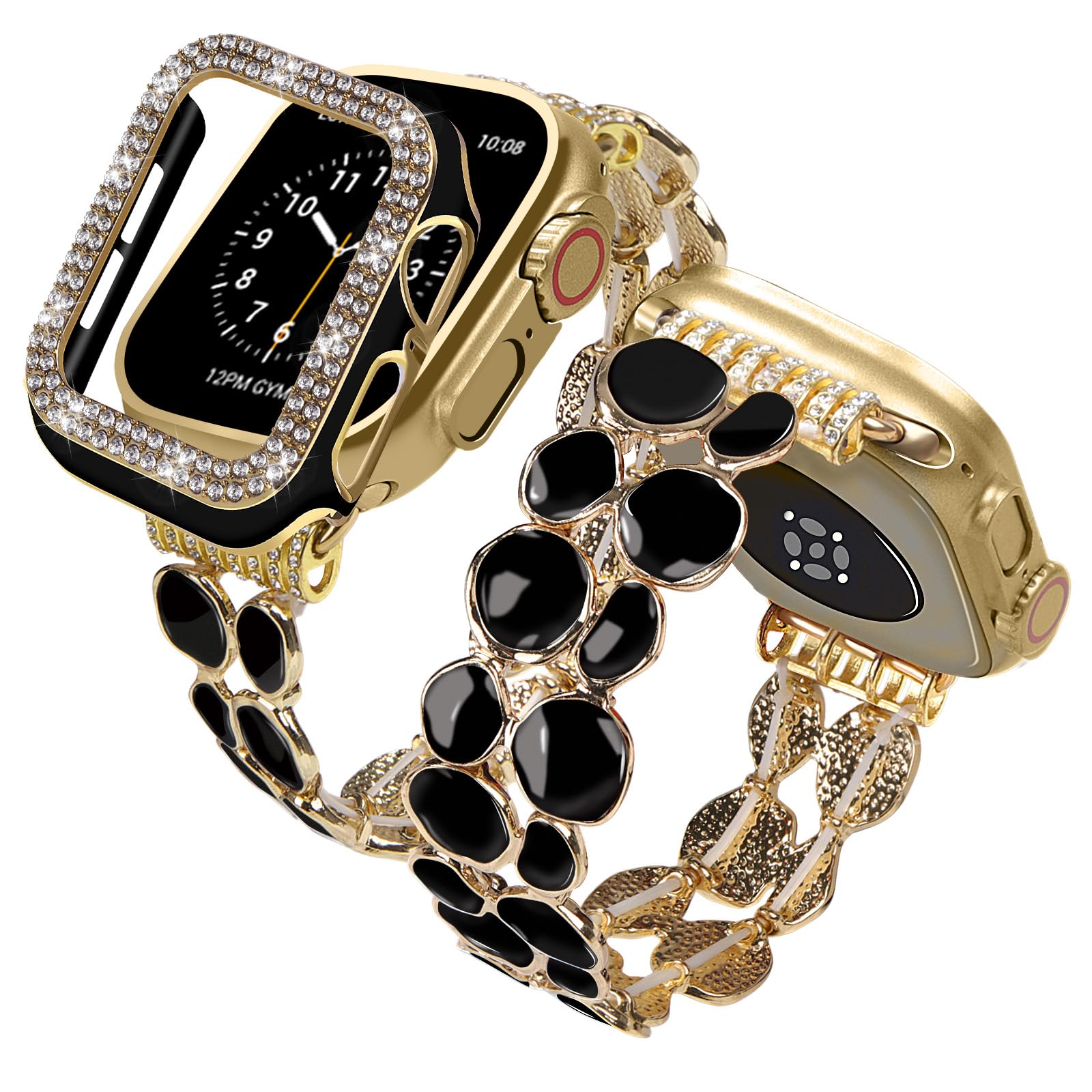 VIQIV Bling Stainless Steel Apple Watch Band for Women - Compatible with 38mm/40mm/41mm/42mm/44mm/45mm iWatch Series 9/8/7/6/5/4/3/2/1/SE - Elegant Stretchy Metal Bracelet with Gift Case - Perfect for Parties, Weddings & Everyday Fashion Accessories