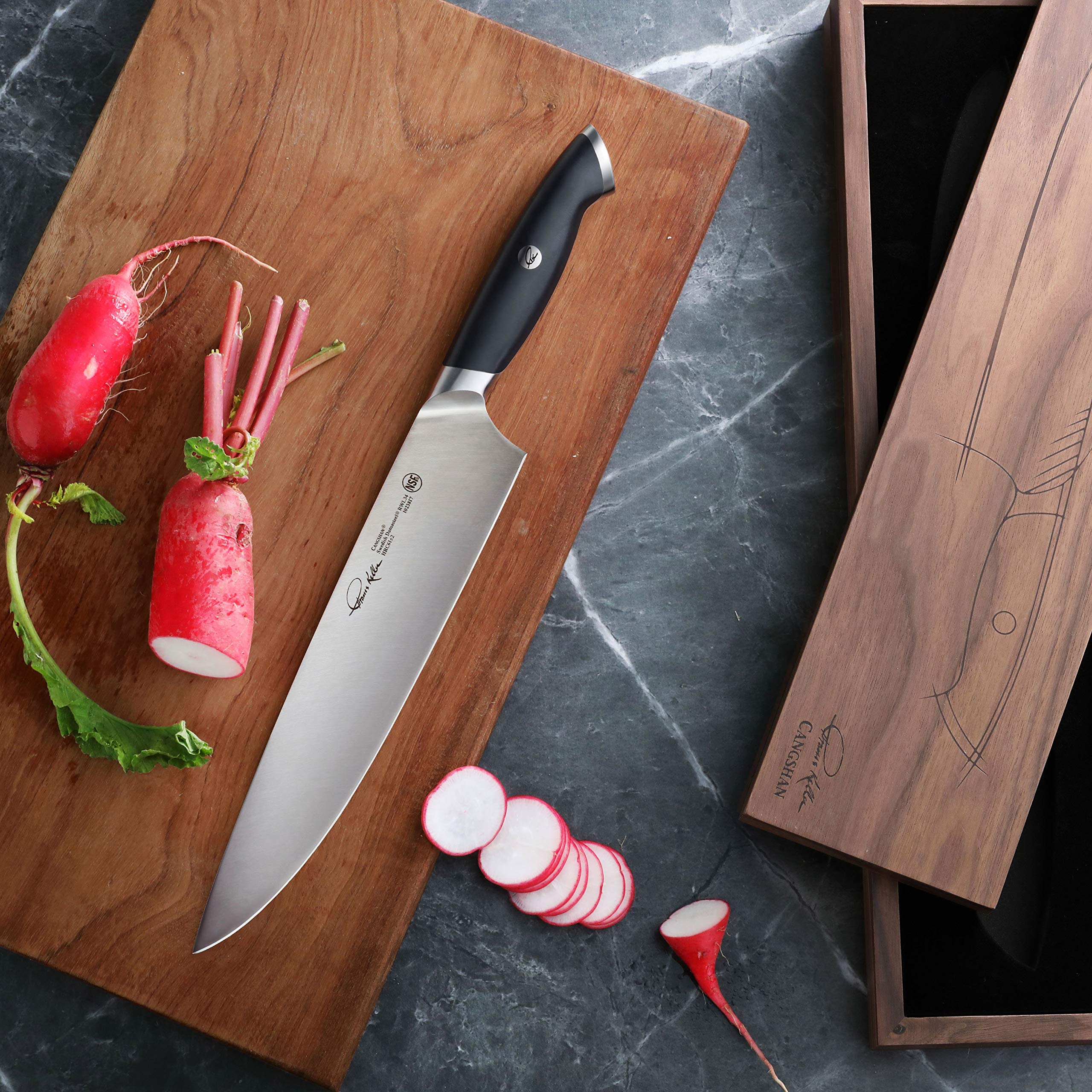 Cangshan Thomas Keller Signature Collection 10-Inch Swedish Powder Steel Forged Chef Knife - Professional Kitchen Knife for Precise Chopping, Slicing & Dicing - Perfect for Home Cooks & Professional Chefs