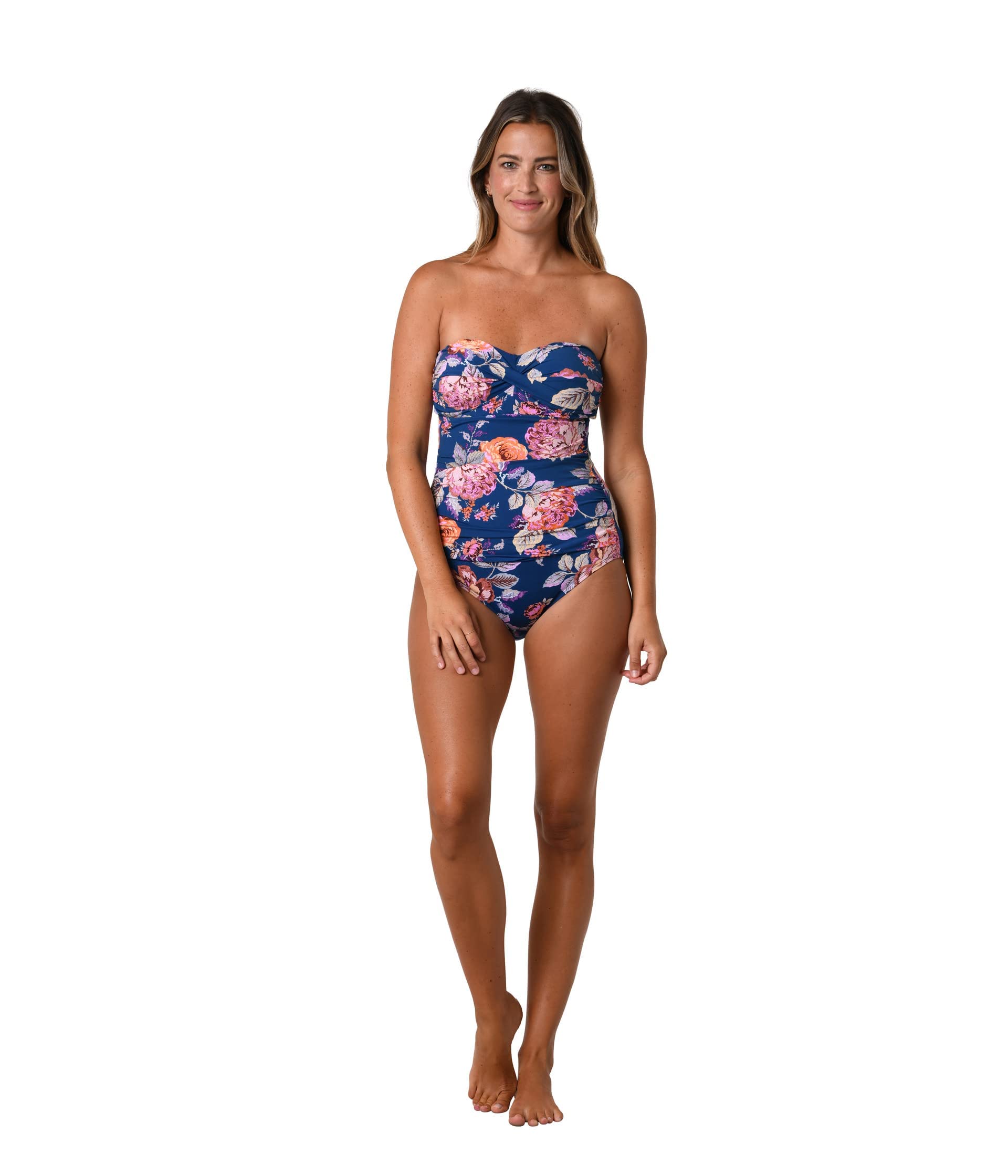 Jantzen Floral Tapestry Rose Bandeau One-Piece Swimsuit | Vintage Inspired Bathing Suit for Women | Perfect for Beach Vacations, Pool Parties & Summer Getaways