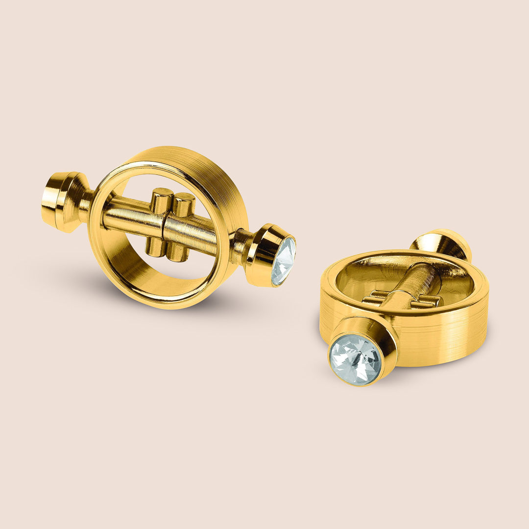 Fetish Fantasy Gold Magnetic Clamps - BDSM Nipple Clamps for Sensual Play, Adult Toys for Couples & Beginners - Perfect for Roleplay, Bondage & Sensation Play