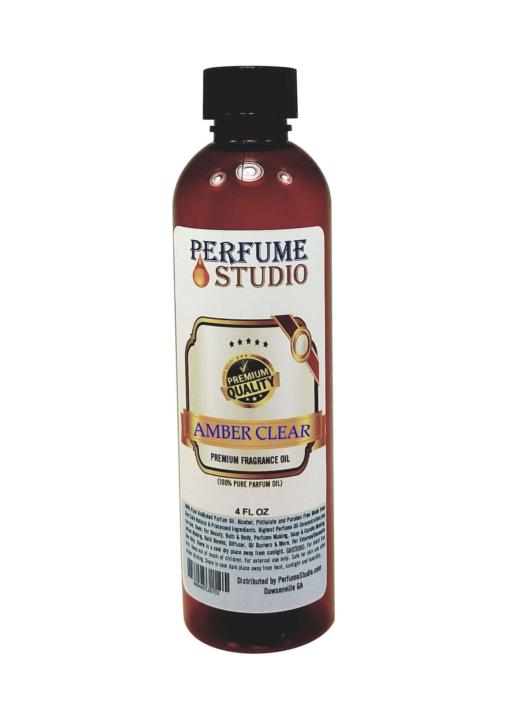 Premium Amber Clear Perfume Oil for Men & Women - 100% Pure Undiluted Long-Lasting Fragrance Body Oil (4oz) - Perfect for Daily Wear, Date Nights & Special Occasions