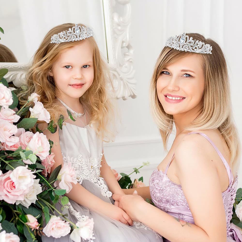 Sparkling Silver Princess Crown for Women & Girls | Elegant Rhinestone Tiara Headband for Birthday, Wedding, Prom, Christmas & Costume Parties | Perfect Bridal Accessory & Gift Idea
