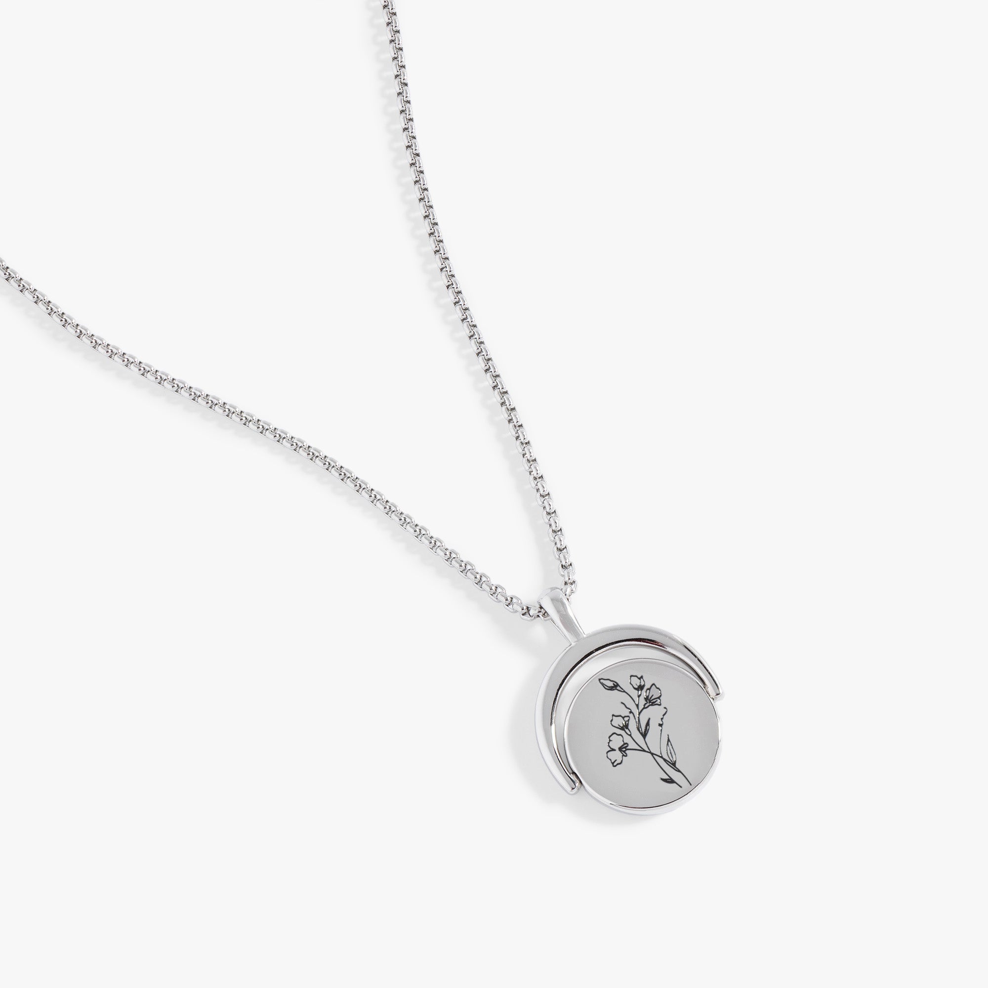 April Birthstone & Flower Flip Charm Necklace - Sterling Silver Dainty Pendant Jewelry for Women - Perfect Birthday Gift & Everyday Wear