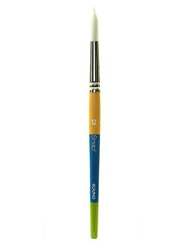 Princeton Snap Brushes - Set of 12 White Taklon Round Paint Brushes with Long Handles for Acrylic, Watercolor & Oil Painting - Perfect for Artists, Students & DIY Home Decor Projects