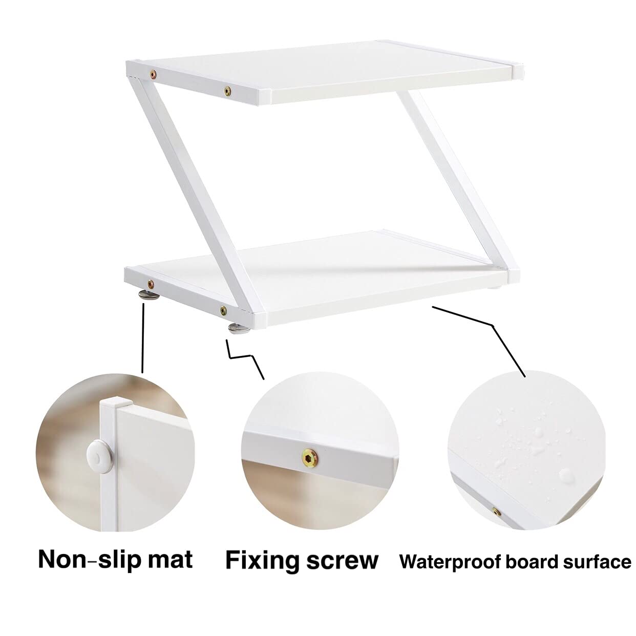 2-Tier White Printer Stand for Desk with Paper Storage - Compact Desktop Printer Organizer & Storage Shelf for Home or Office Workspace - Perfect for HP, Epson, Canon Printers & Office Supplies Organization