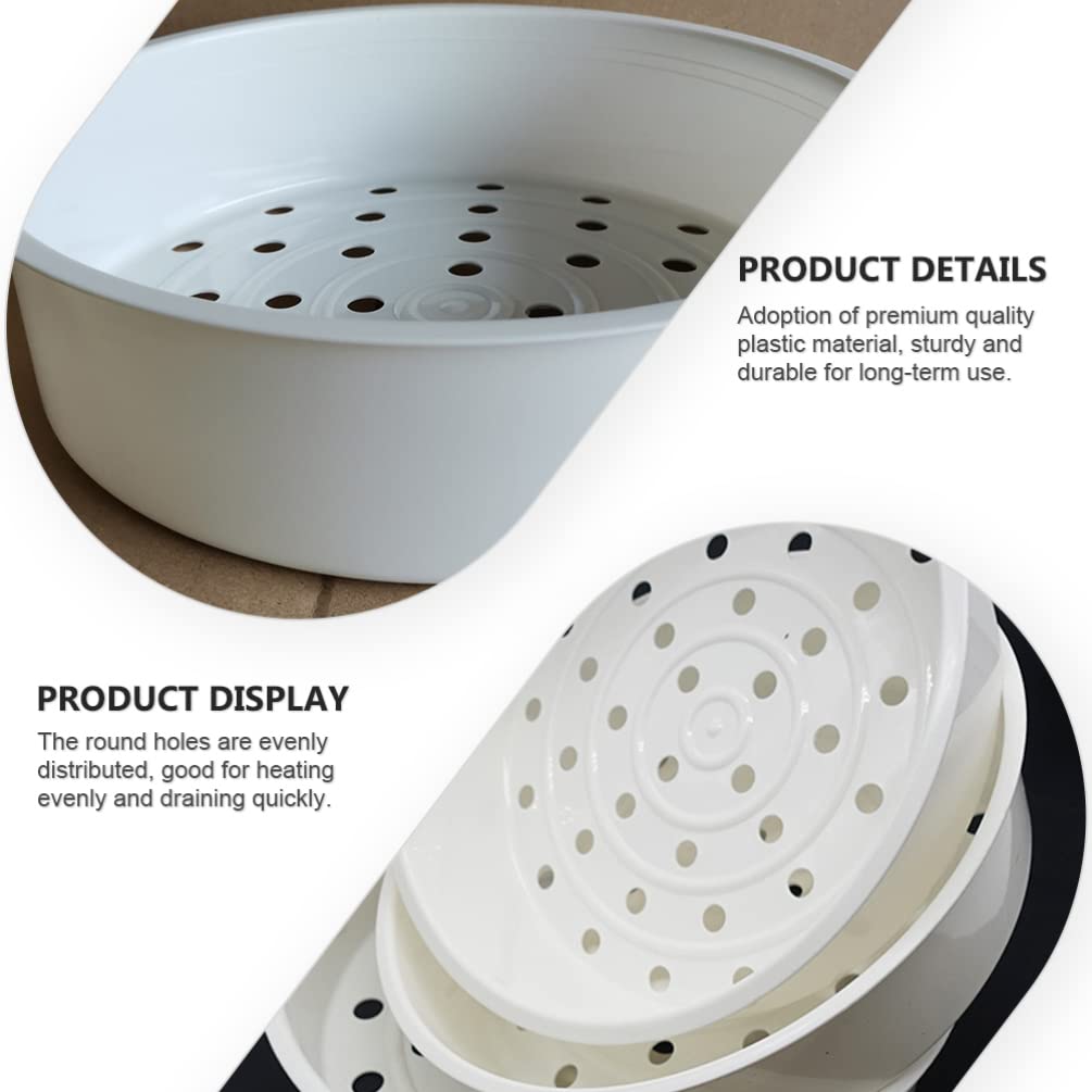 Hemoton 2-Piece Plastic Steamer Basket Set - Multipurpose Kitchen Steamer Rack for Rice Cooker, Pot, Baking & Food Steaming | Durable White Steam Rack for Healthy Cooking, Meal Prep & Home Kitchen Use