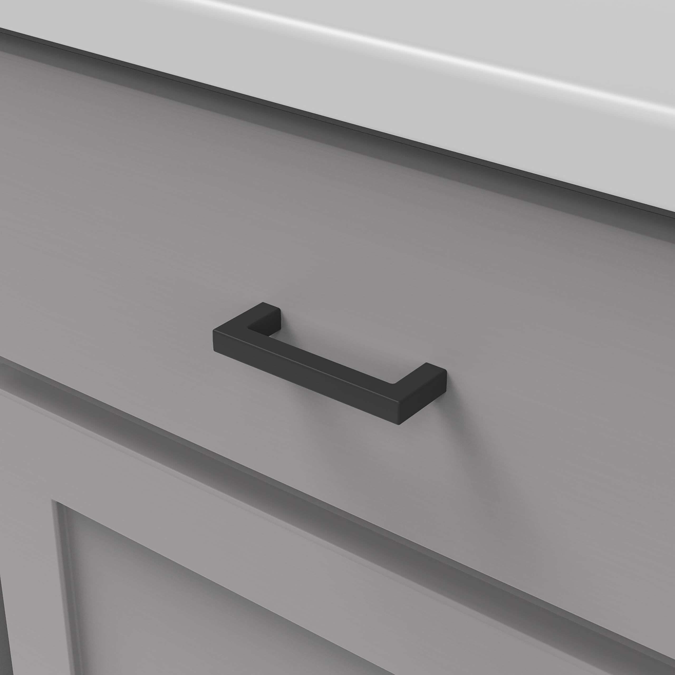 Premium Hickory Hardware Solid Core Kitchen Cabinet Pulls - Luxury Matte Black Cabinet Handles for Doors & Dressers - 3
