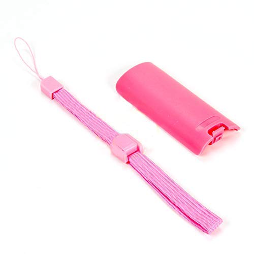 Replacement Battery Door Cover & Back Case Shell with Hand Strap Lanyard for Wii Remote Controller - Pink | Perfect for Gaming Accessories & Controller Protection