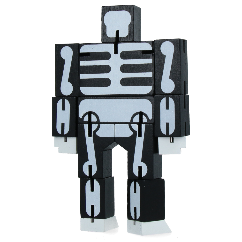 Cubebot Small Black/Skeleton Wooden Puzzle Toy - Fun Brain Teaser for Kids & Adults - Perfect for Office Desk, Stress Relief & Educational Play