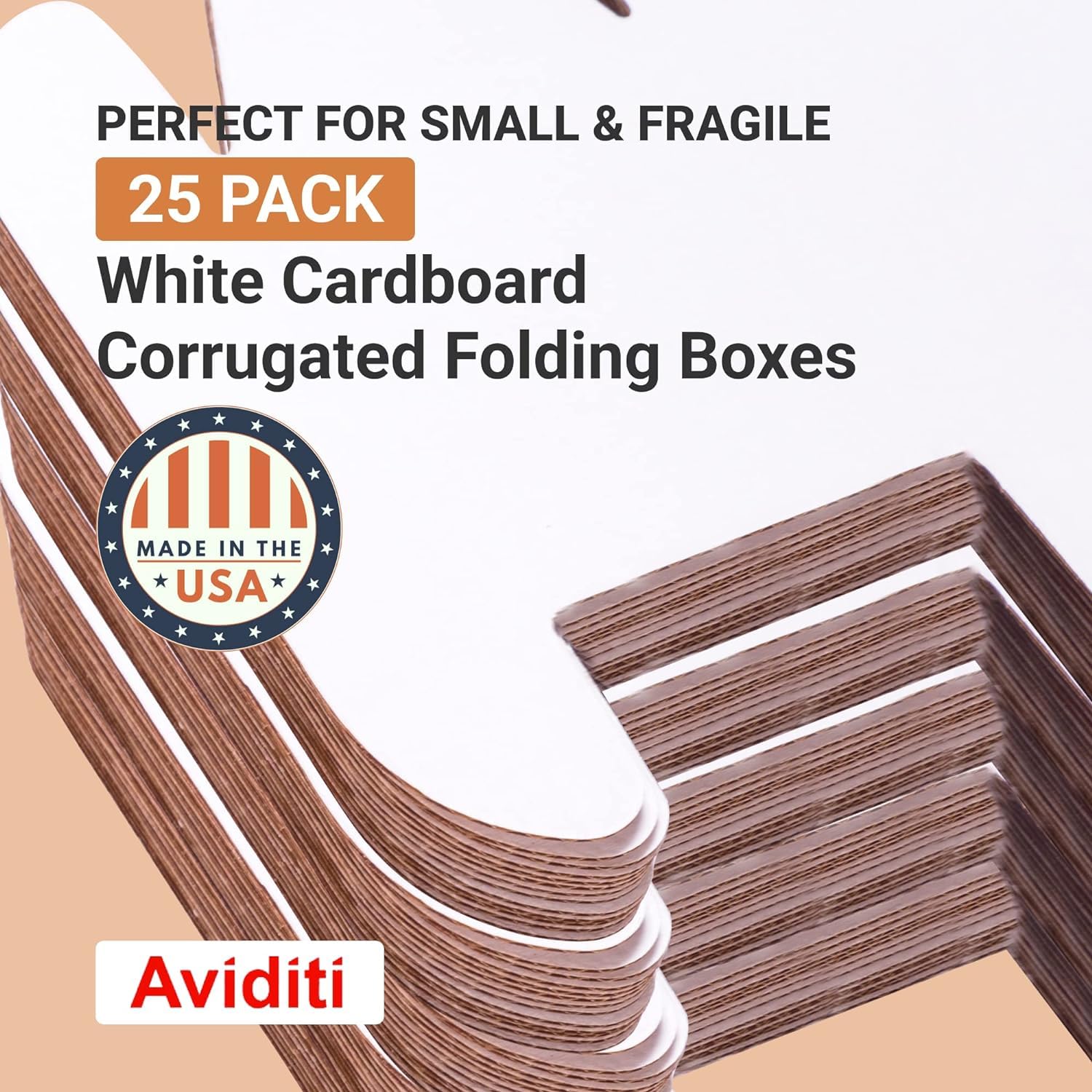 AVIDITI 20x20x20 Inches White Corrugated Shipping Boxes (25 Pack) - Small Business Packaging, Mailing, Gift Boxes & Storage Solutions for Ecommerce, Home & Office Organization
