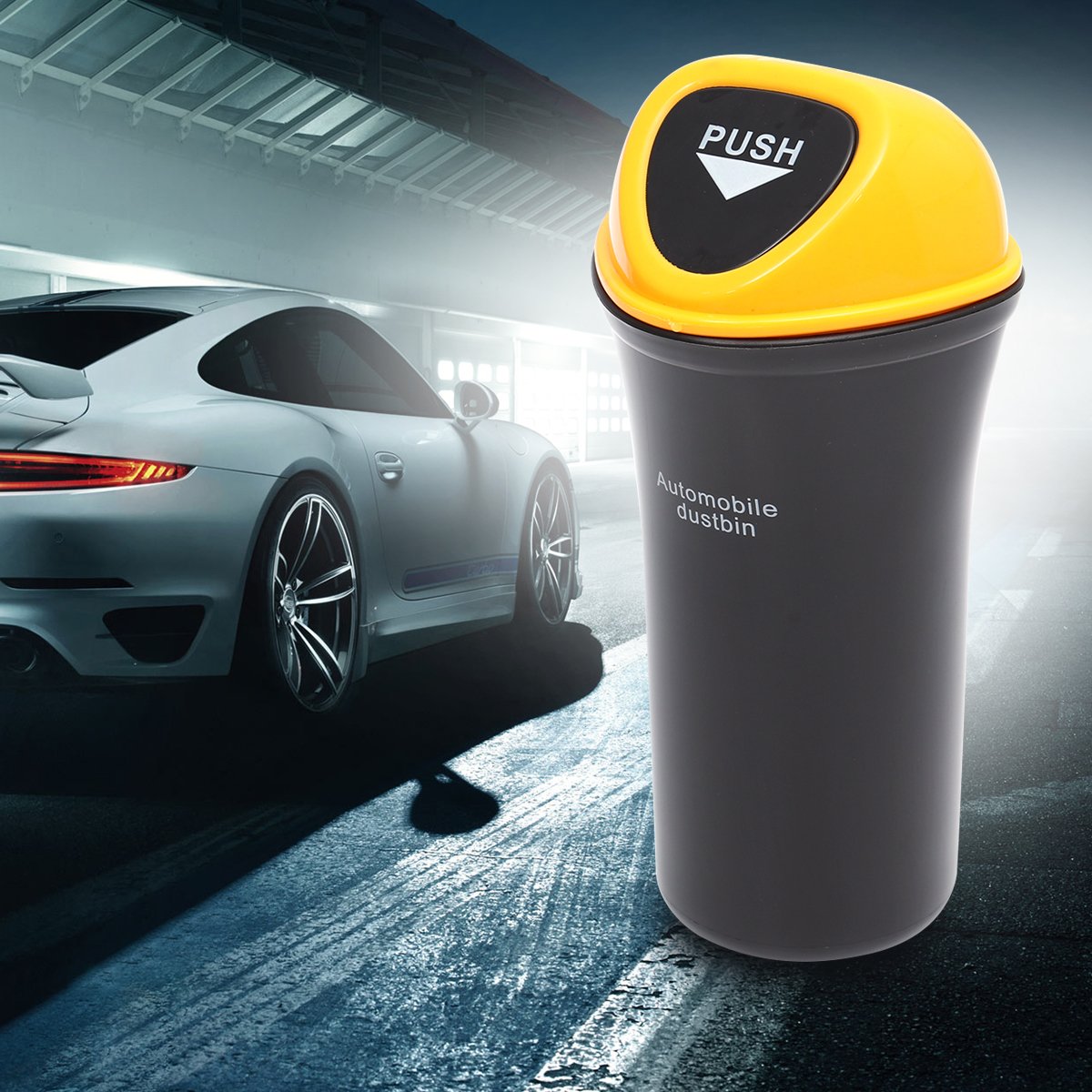 Leakproof Car Trash Can - Auto Vehicle Garbage Bin with Lid, Yellow (for Sedan, SUV, Truck & Road Trip Essentials)